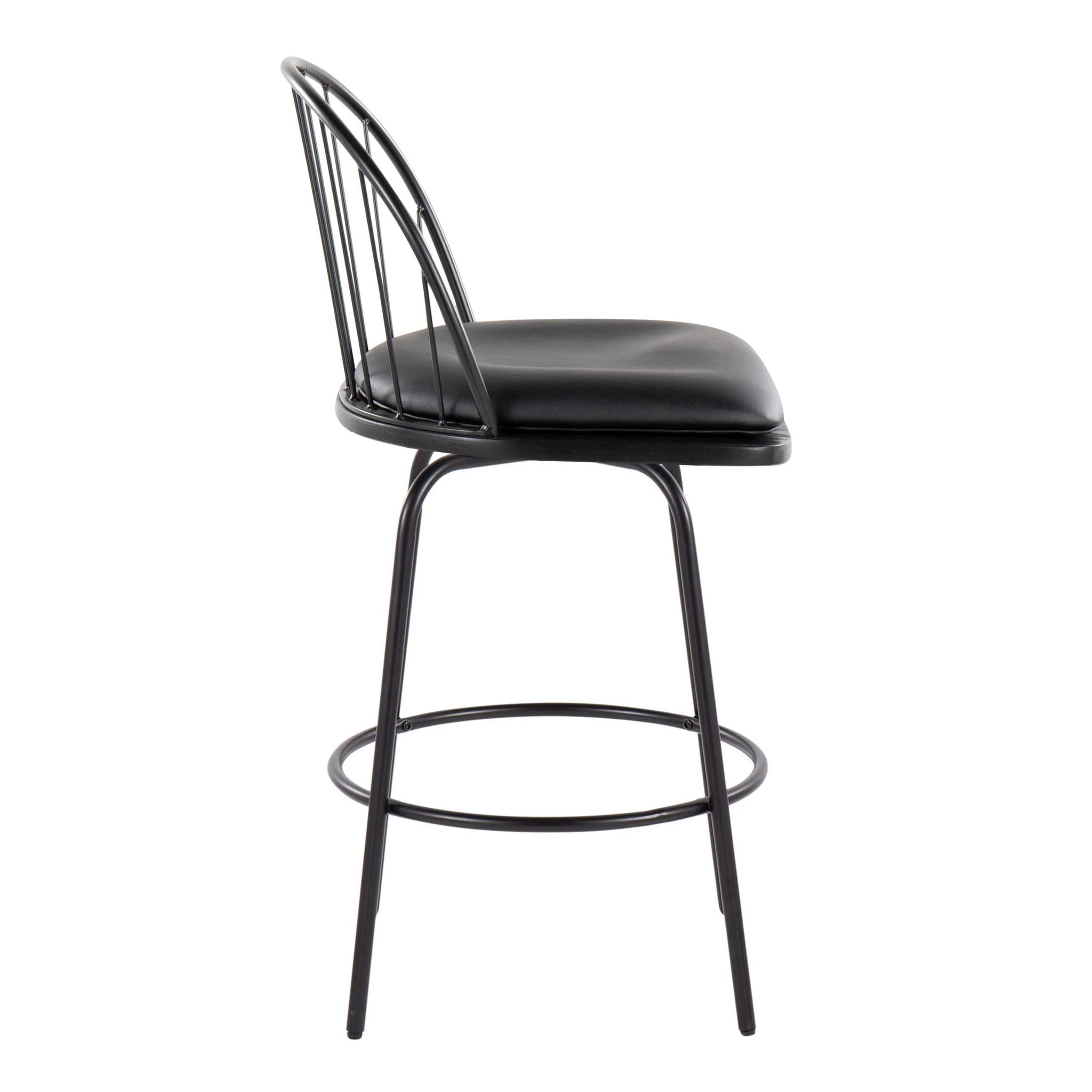 Riley - Claire Farmhouse Fixed Height Counter Stool With Swivel With Round Footrest (Set of 2) - Image 3