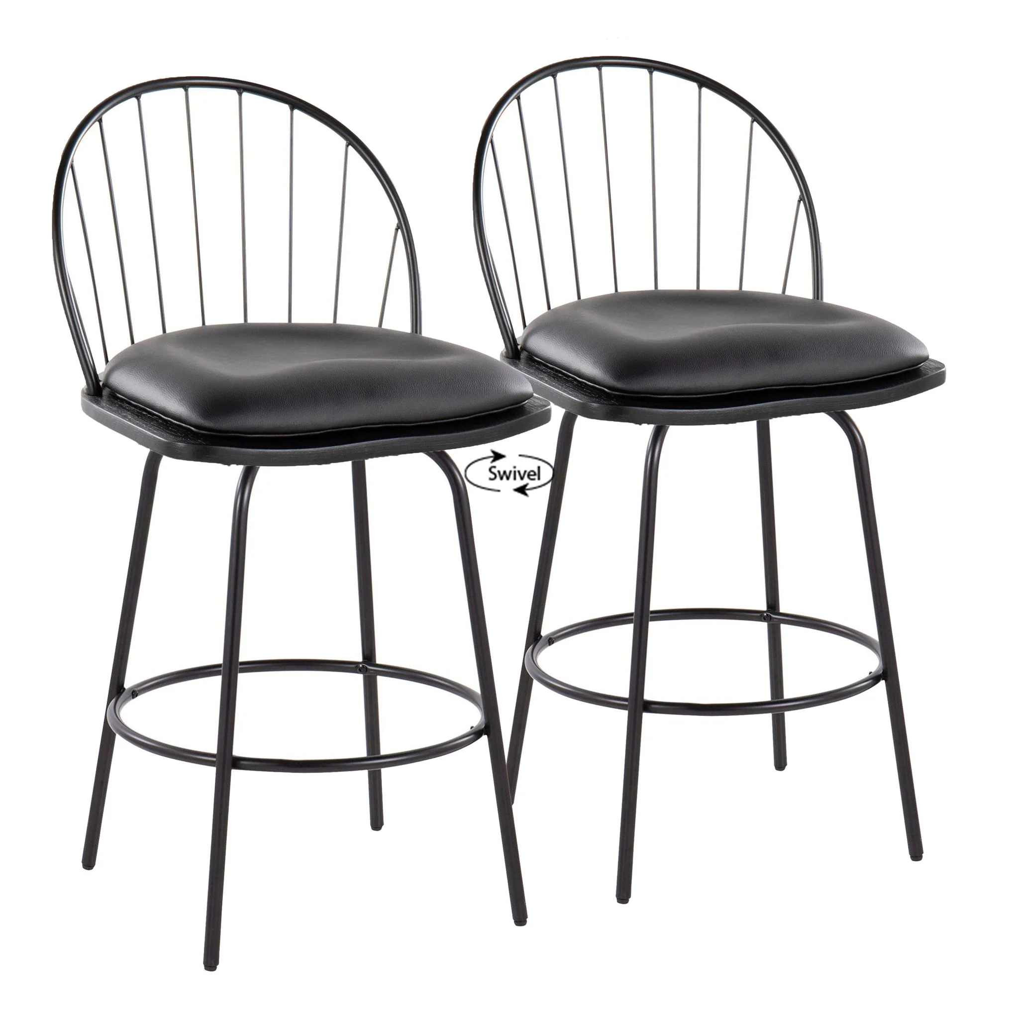 Riley - Claire Farmhouse Fixed Height Counter Stool With Swivel With Round Footrest (Set of 2) - Image 8