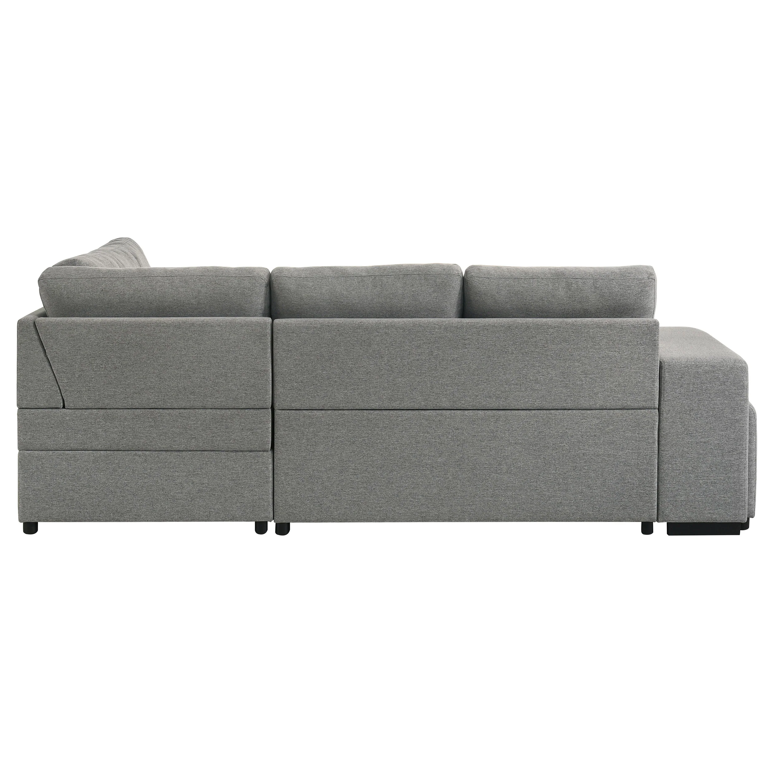 Roanne Grey Fabric Upholstered Sleeper Sectional Sofa - Image 13
