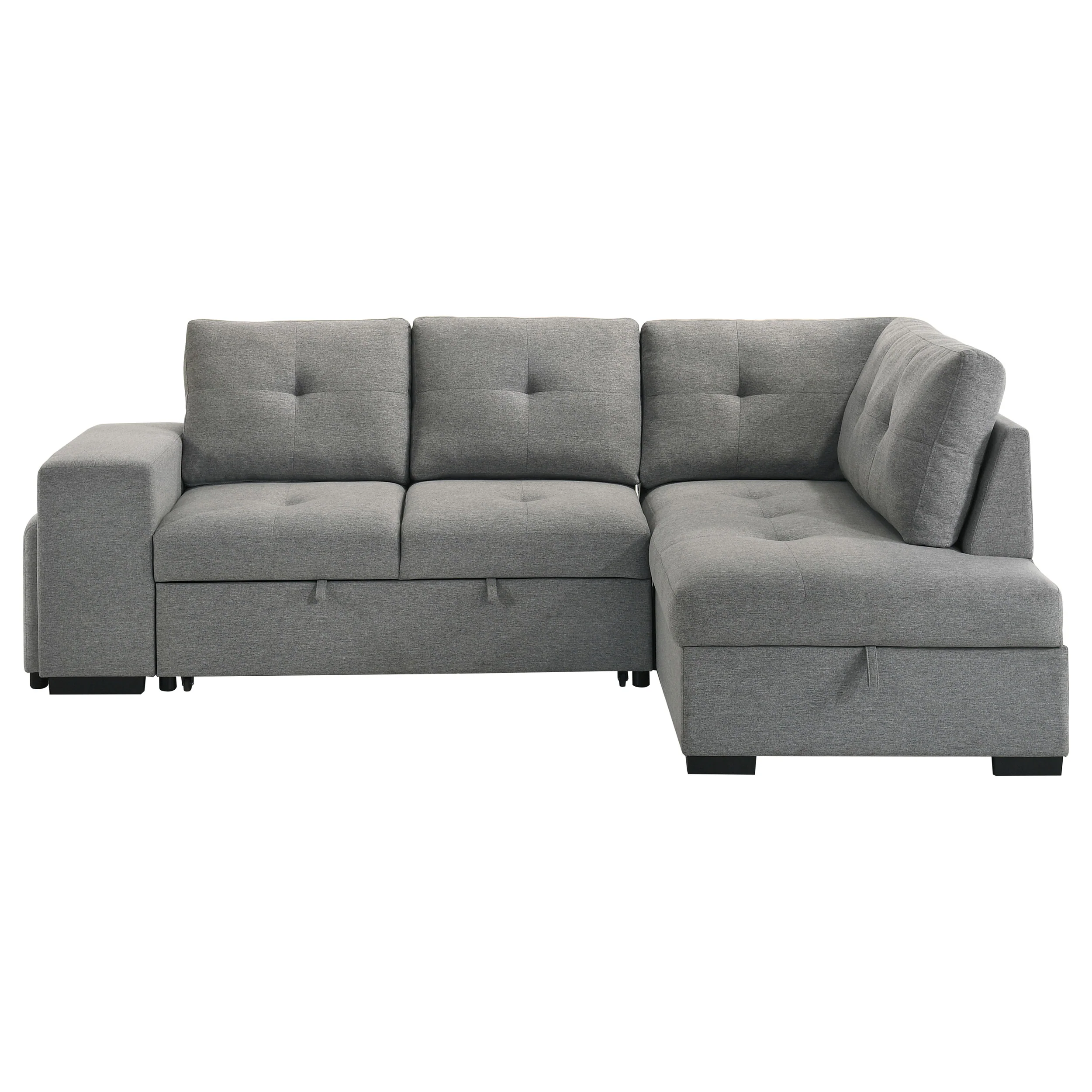 Roanne Grey Fabric Upholstered Sleeper Sectional Sofa - Image 7
