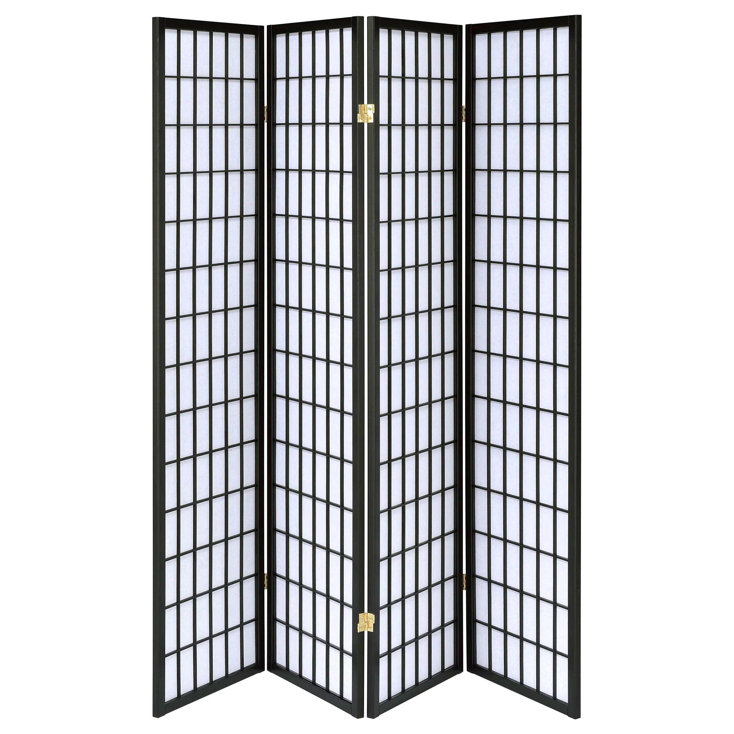 Roberto 4-Panel Black Folding Shoji Screen - Image 3