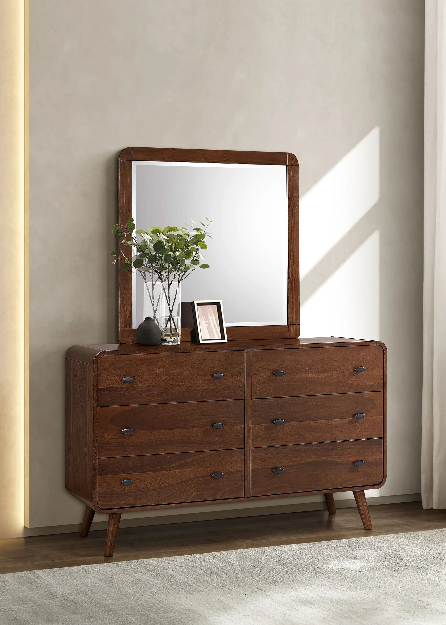 Robyn 6-Drawer Dresser with Mirror in Dark Walnut - Image 3