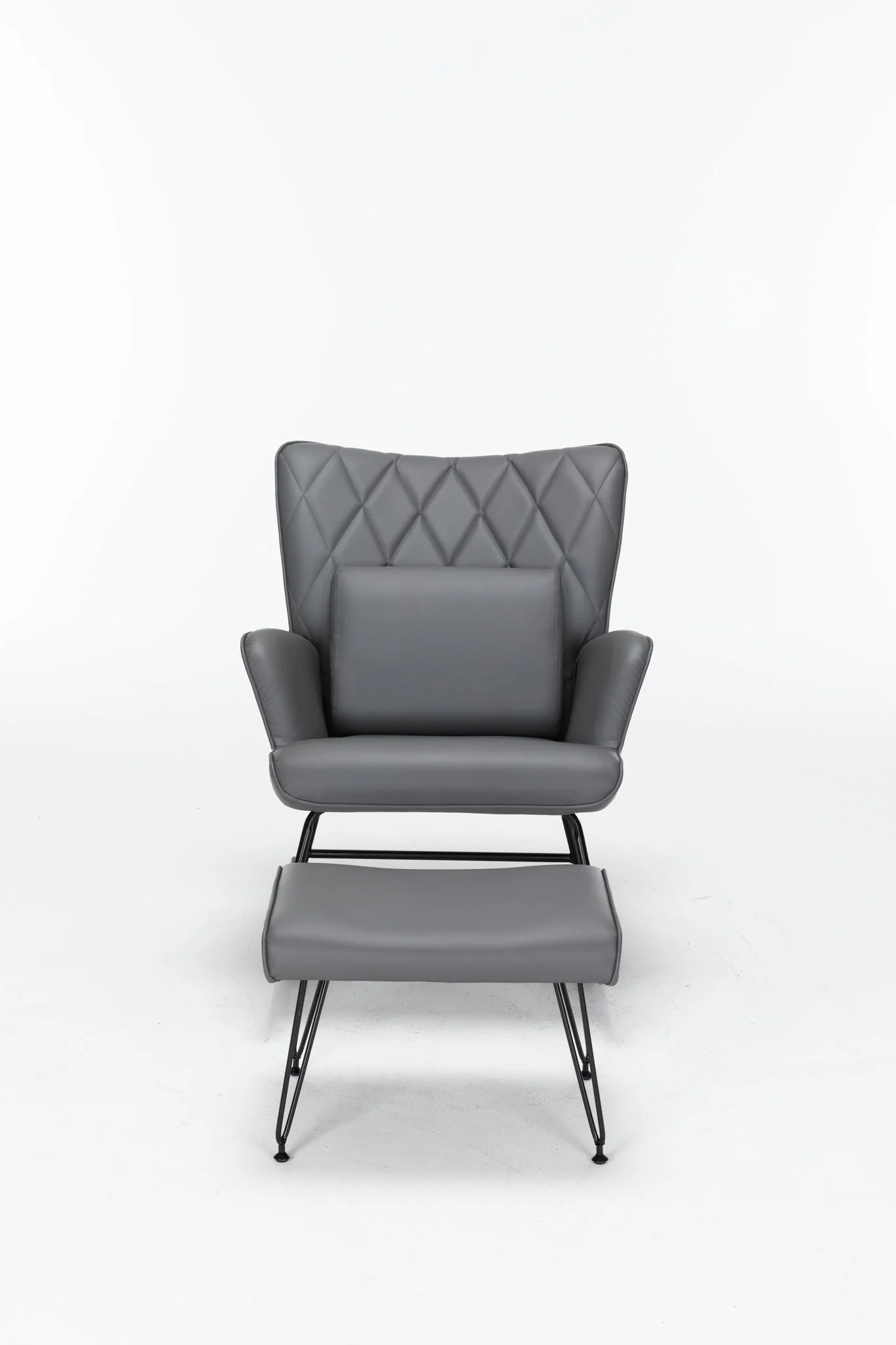 Rocking Accent Chair With Lumbar Pillow And Ottoman - Image 5