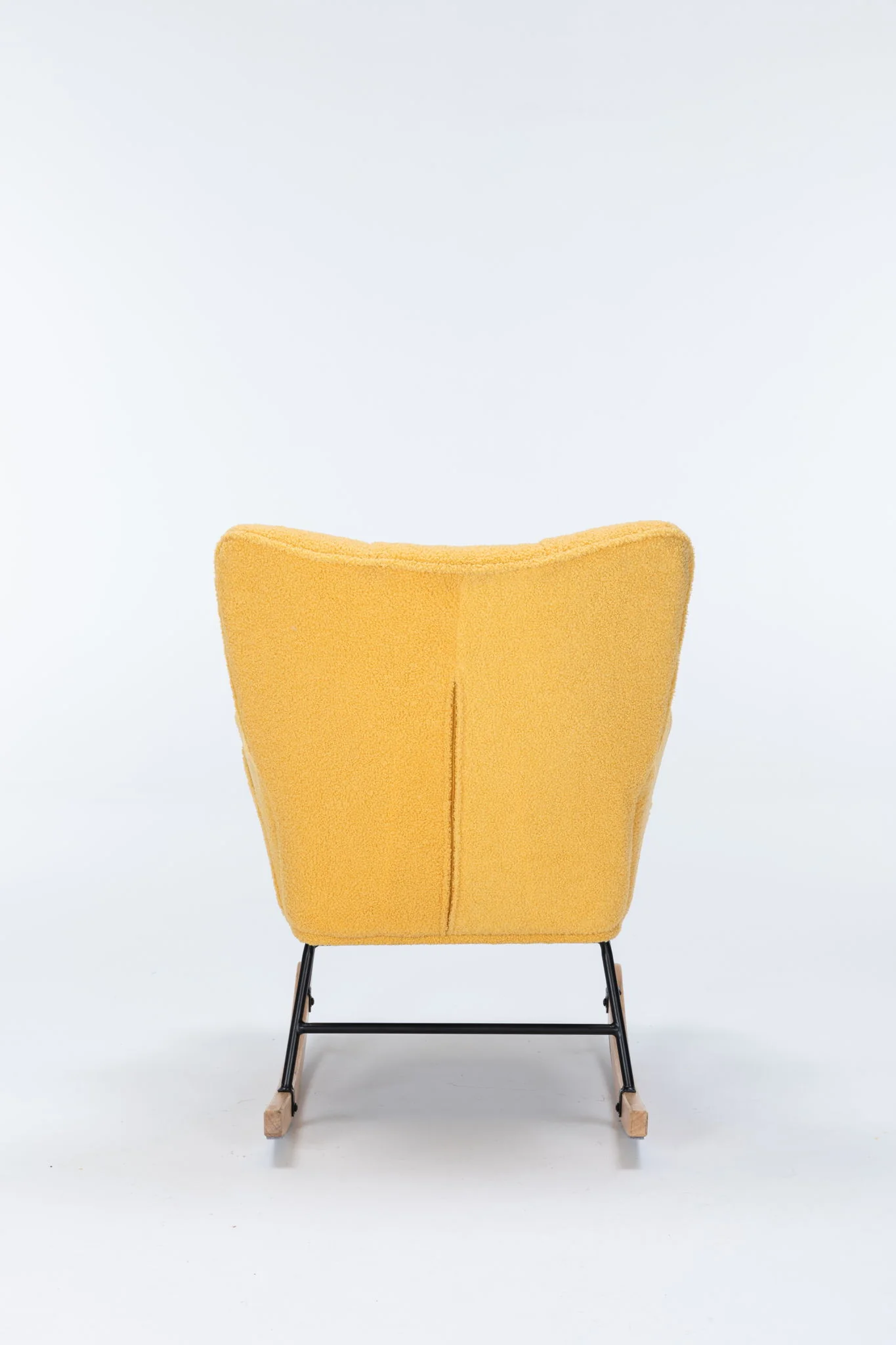 Rocking Chair Nursery, Teddy Upholstered Glider Rocker With High Backrest, Reading Chair Modern Rocking Accent Chairs Glider Recliner For Living Room - Yellow - Image 2