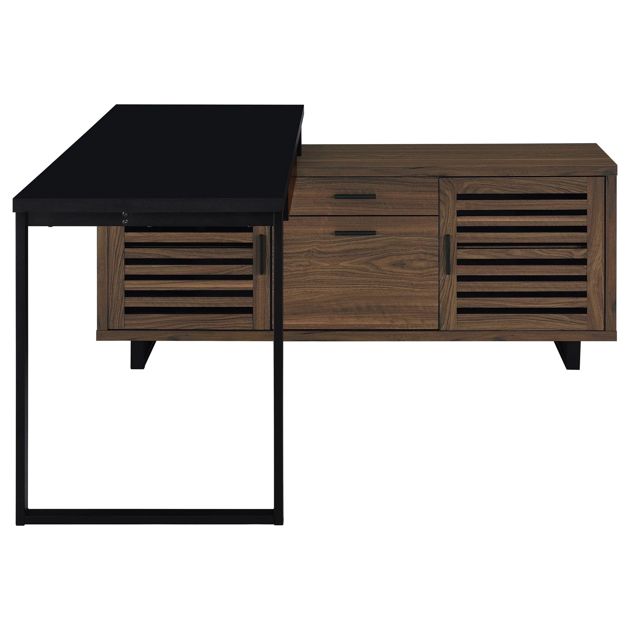 Rodger - L Shape Office Desk With Storage, Workstation For Home Or Office - Walnut - Image 3
