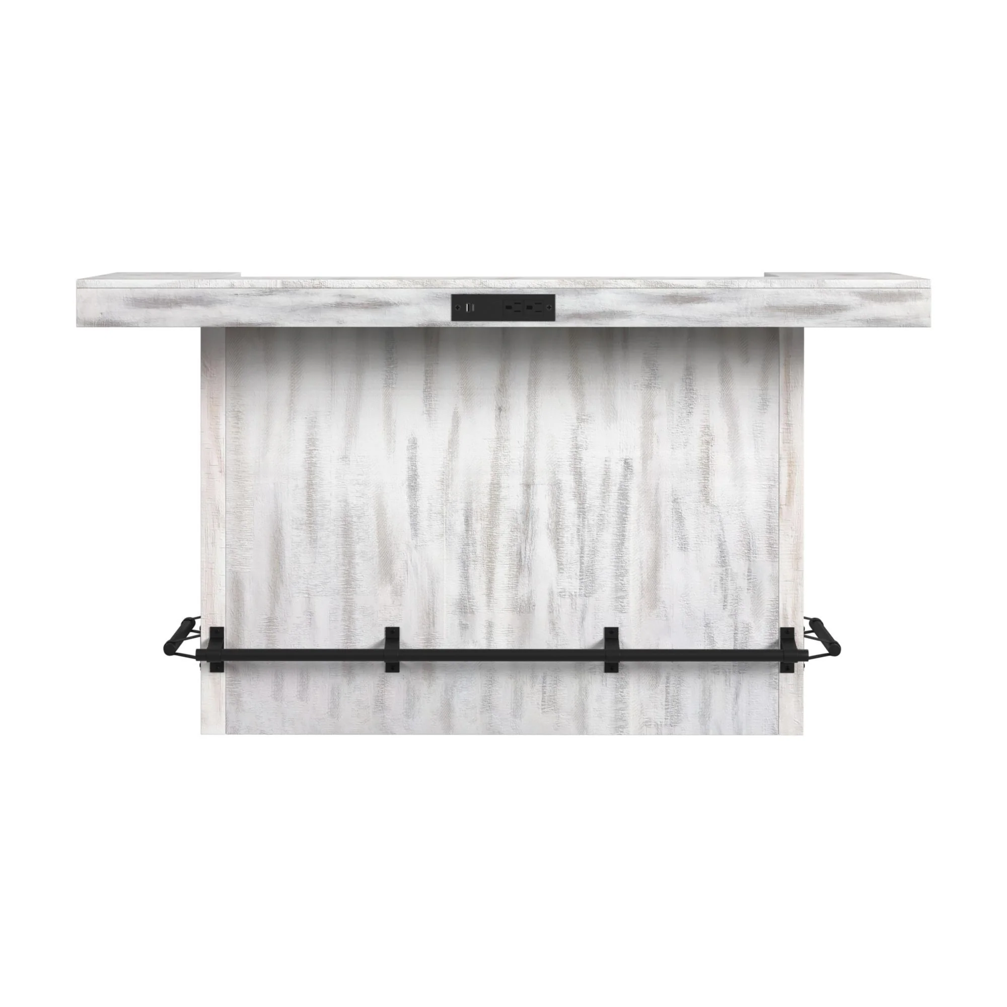 Rogen Rustic - Bar Table With Ice Tray, USB And Power - Rustic White - Image 5