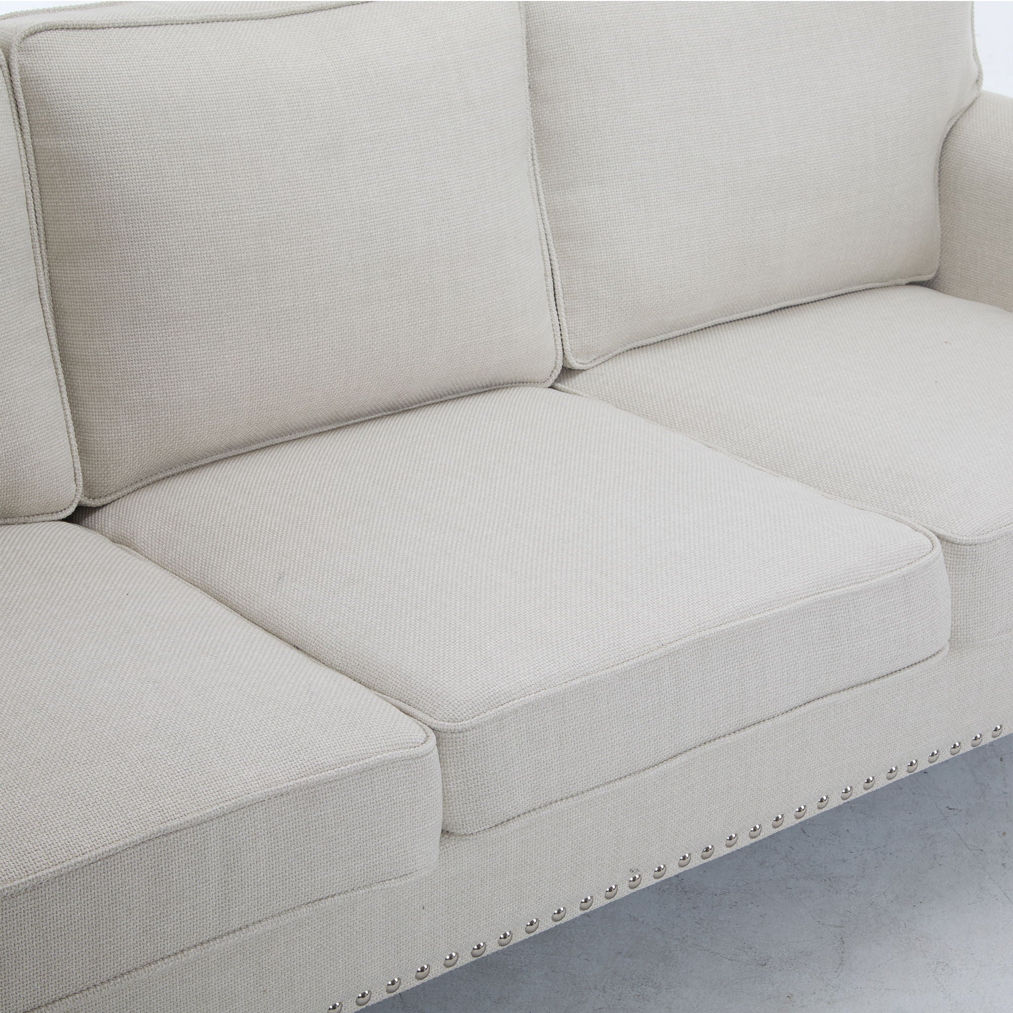 Rolled Arm Sofa With Nailhead Trim With Wooden Legs - Image 11