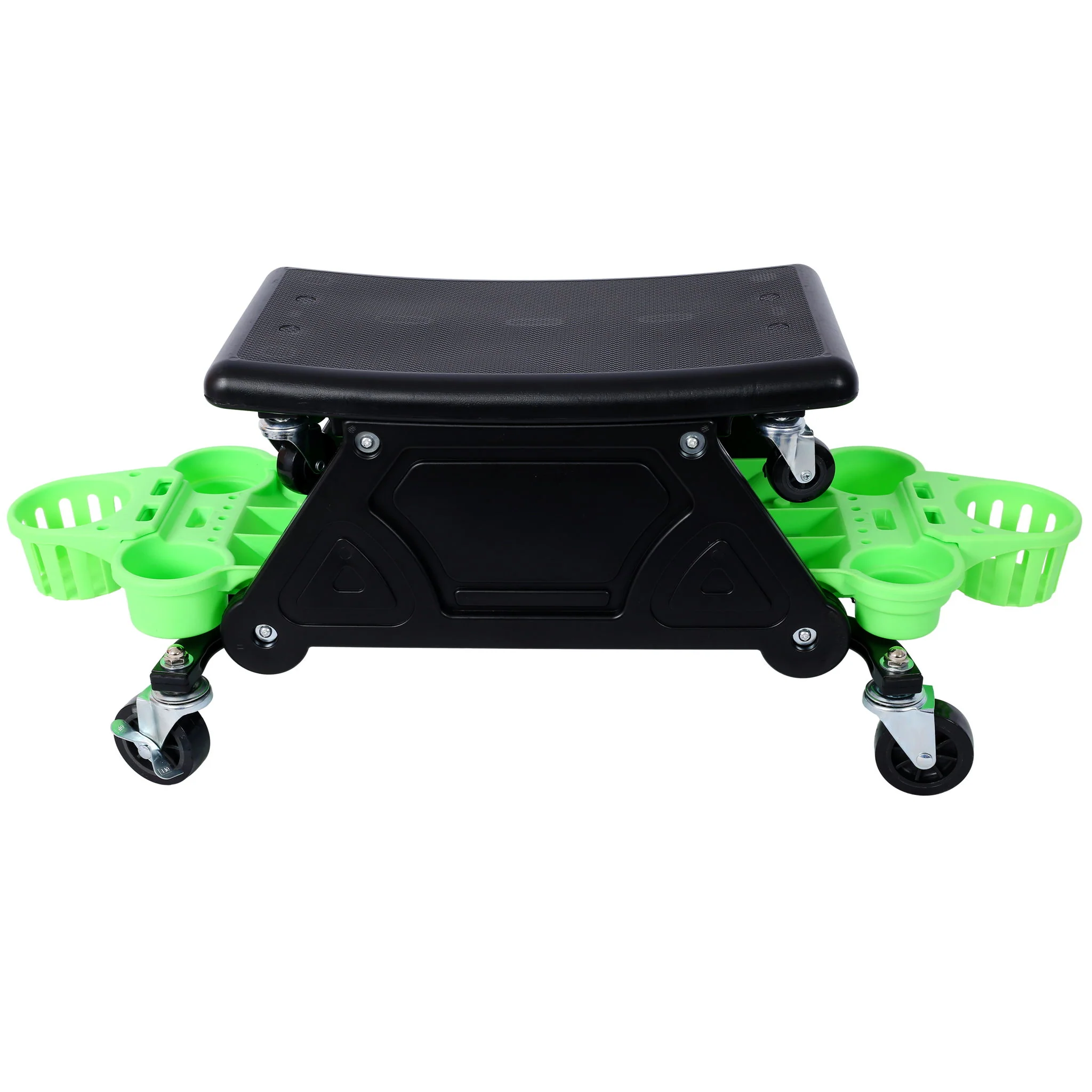 Rolling Detailing Creeper Seat With Wheels, Removable Tool Trays, 300 Lbs Capacity - Green - Image 9