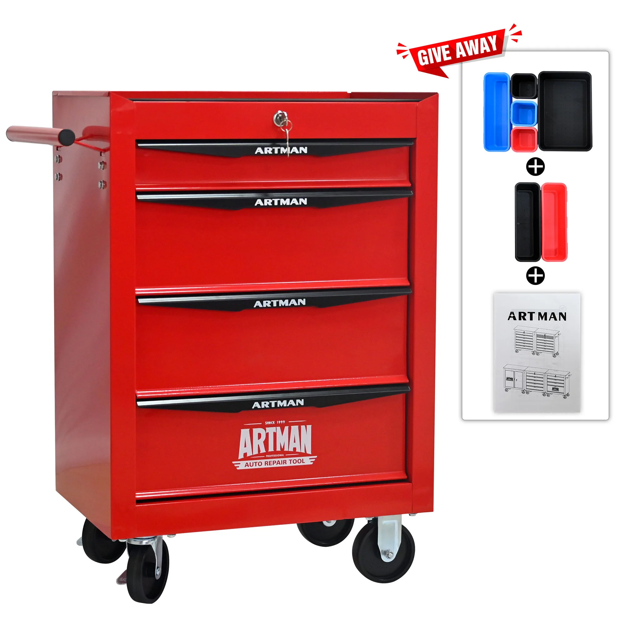 Rolling Metal Tool Chest With Drawers, Steel Storage Cabinet With Ball Bearing Slides - Image 26