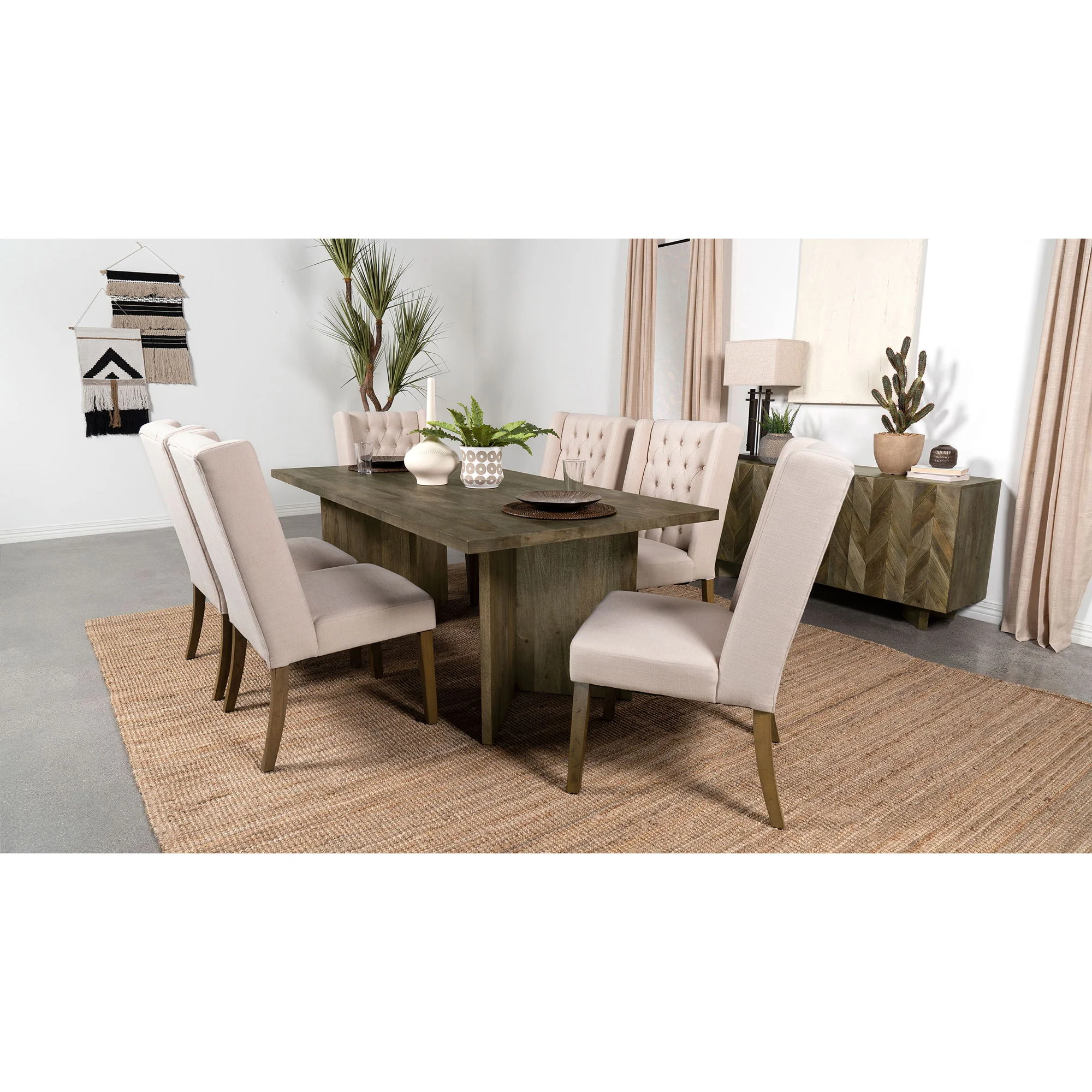 Roman - Rectangular Double V Leg Dining Table - Brown - Image 6