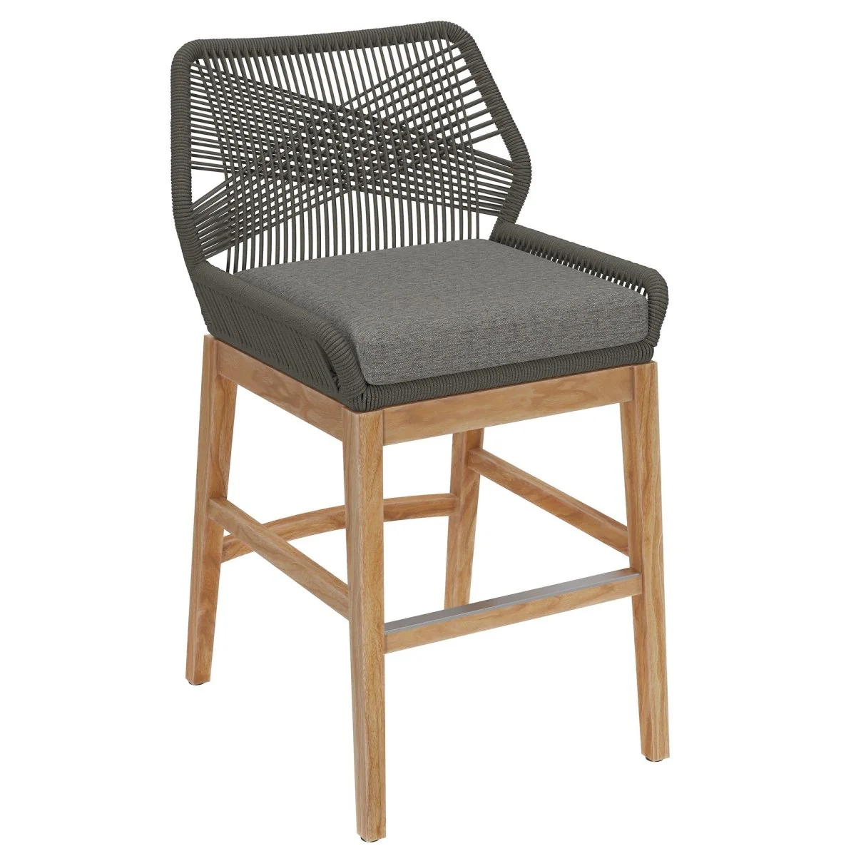 Rope and Teak Outdoor Counter Stool - Modern Patio and Poolside Seating Solution - Image 10