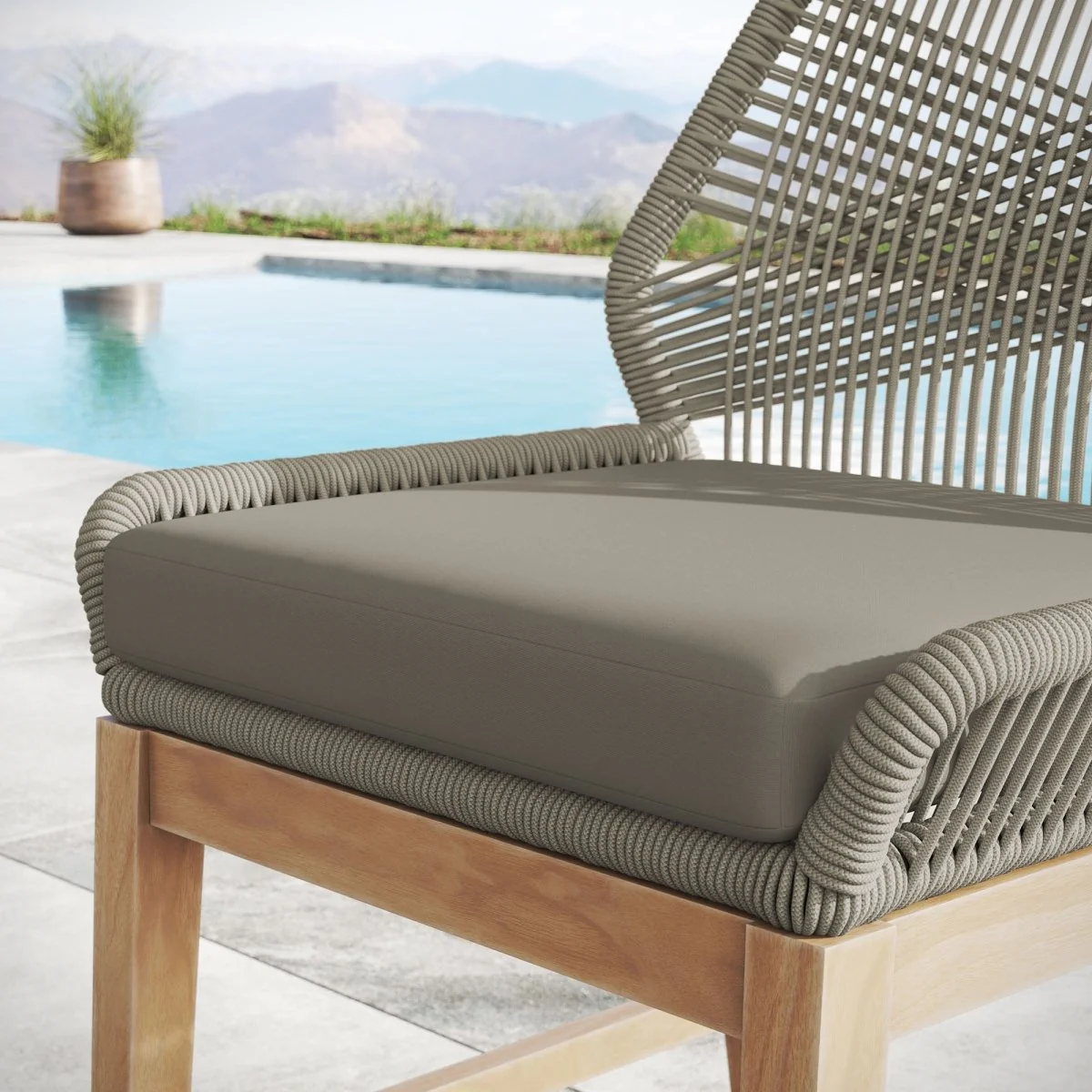 Rope and Teak Outdoor Counter Stool - Modern Patio and Poolside Seating Solution - Image 4