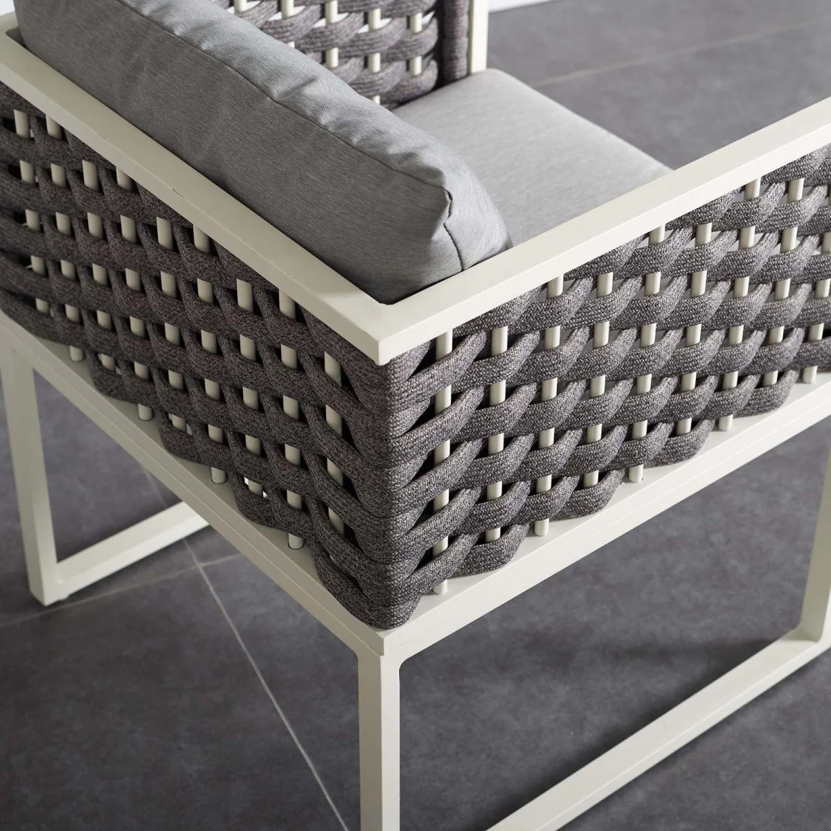 Rope Weave Aluminum Outdoor Dining Armchair for Patio and Garden Seating - Image 8