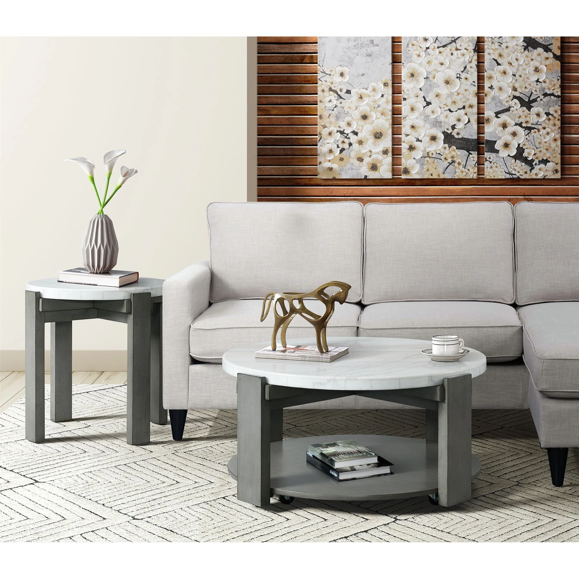 Rosamel - Round End Table - Gray - Image 3