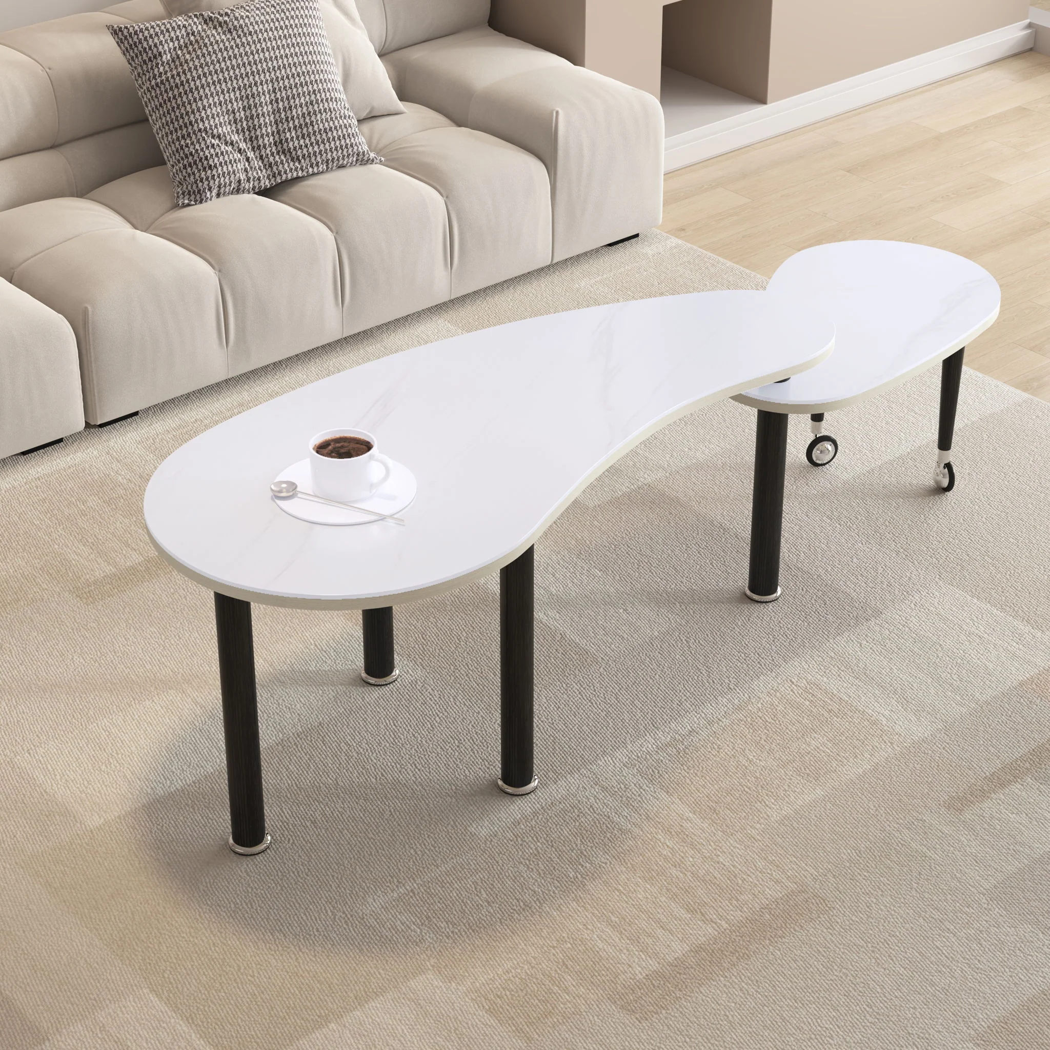 Rotatable Cocktail Table With Solid Legs, 360 Degree Rotating - Image 23