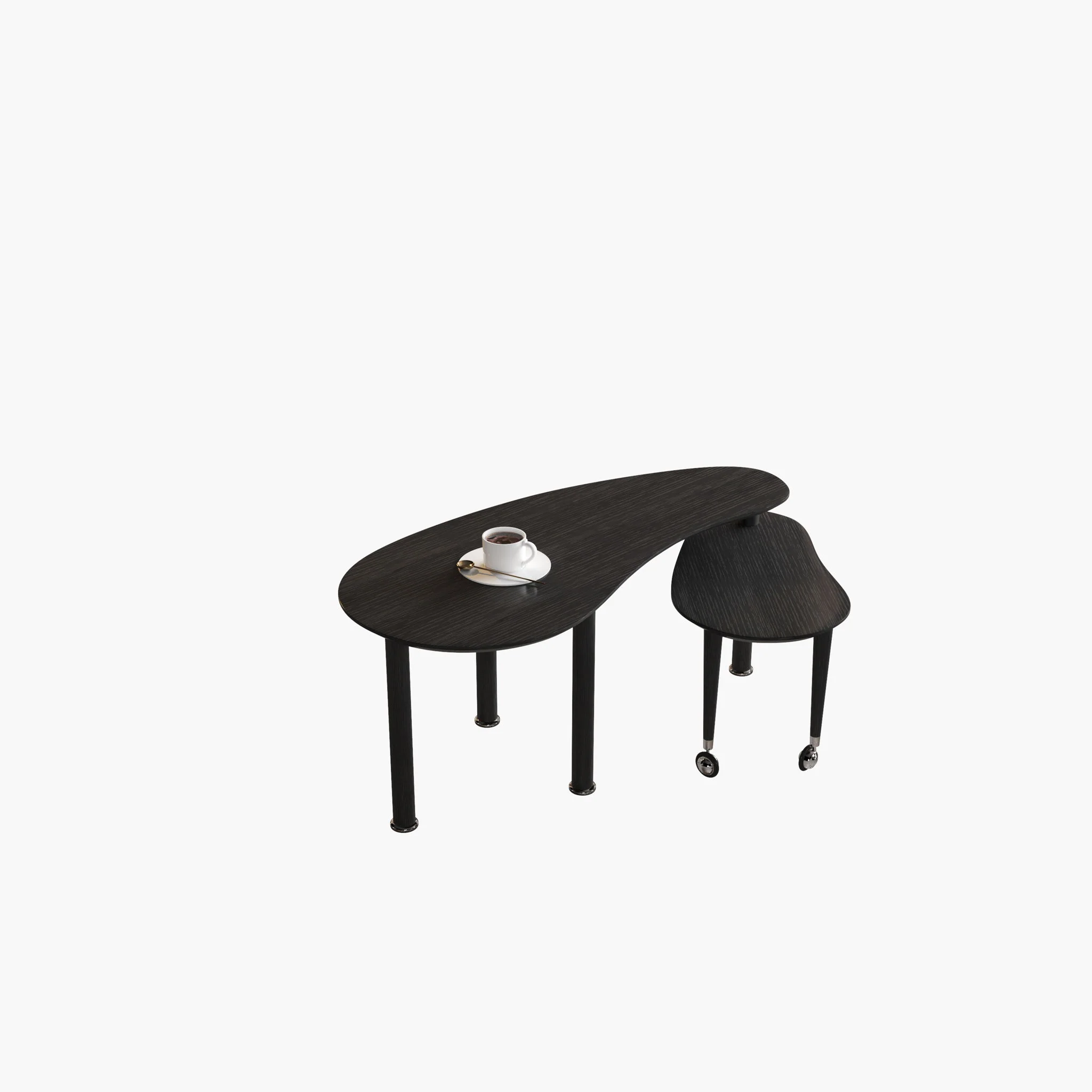 Rotatable Cocktail Table With Solid Legs, 360 Degree Rotating - Image 7