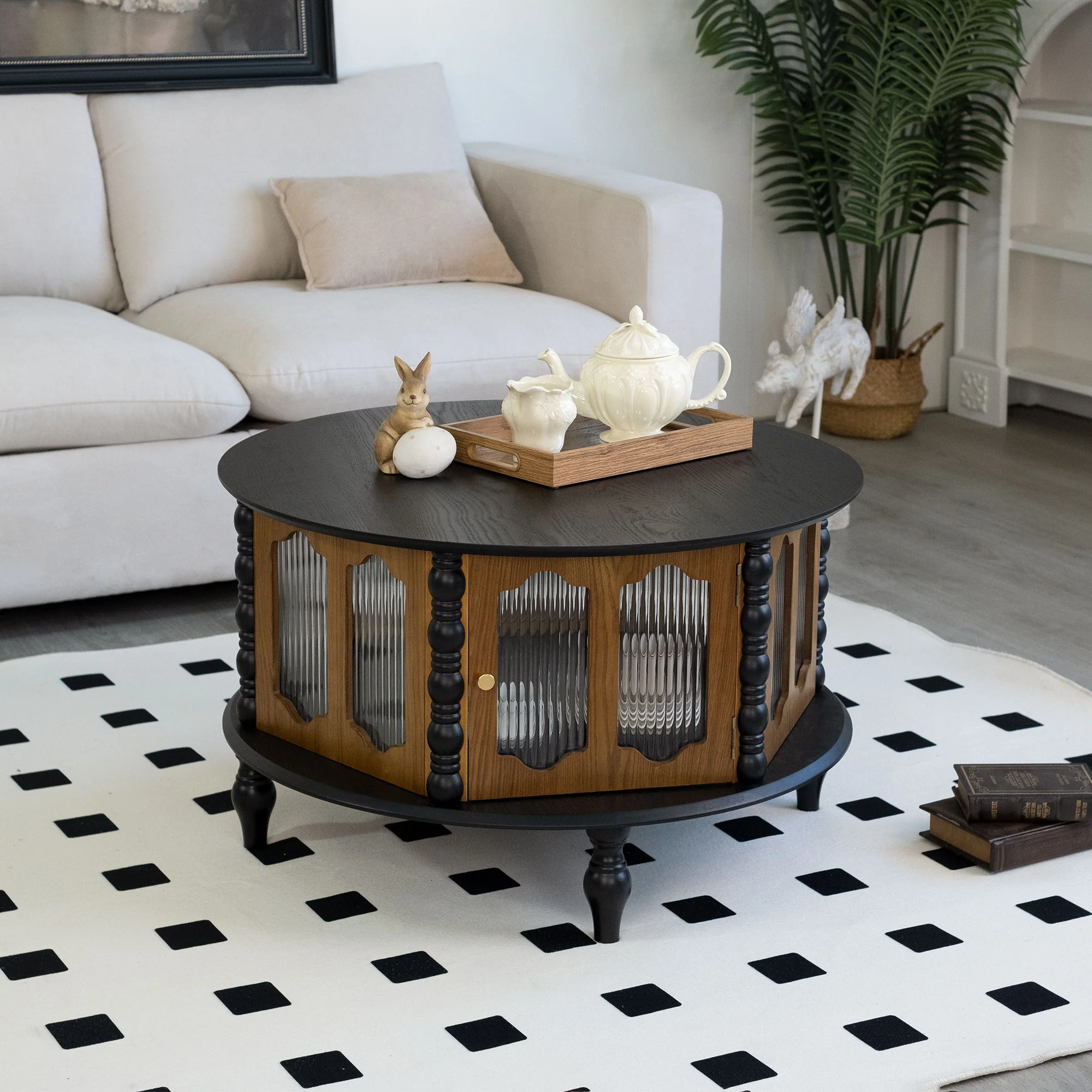 Round 3 Door Storage Coffee Table For Living Room - Image 3