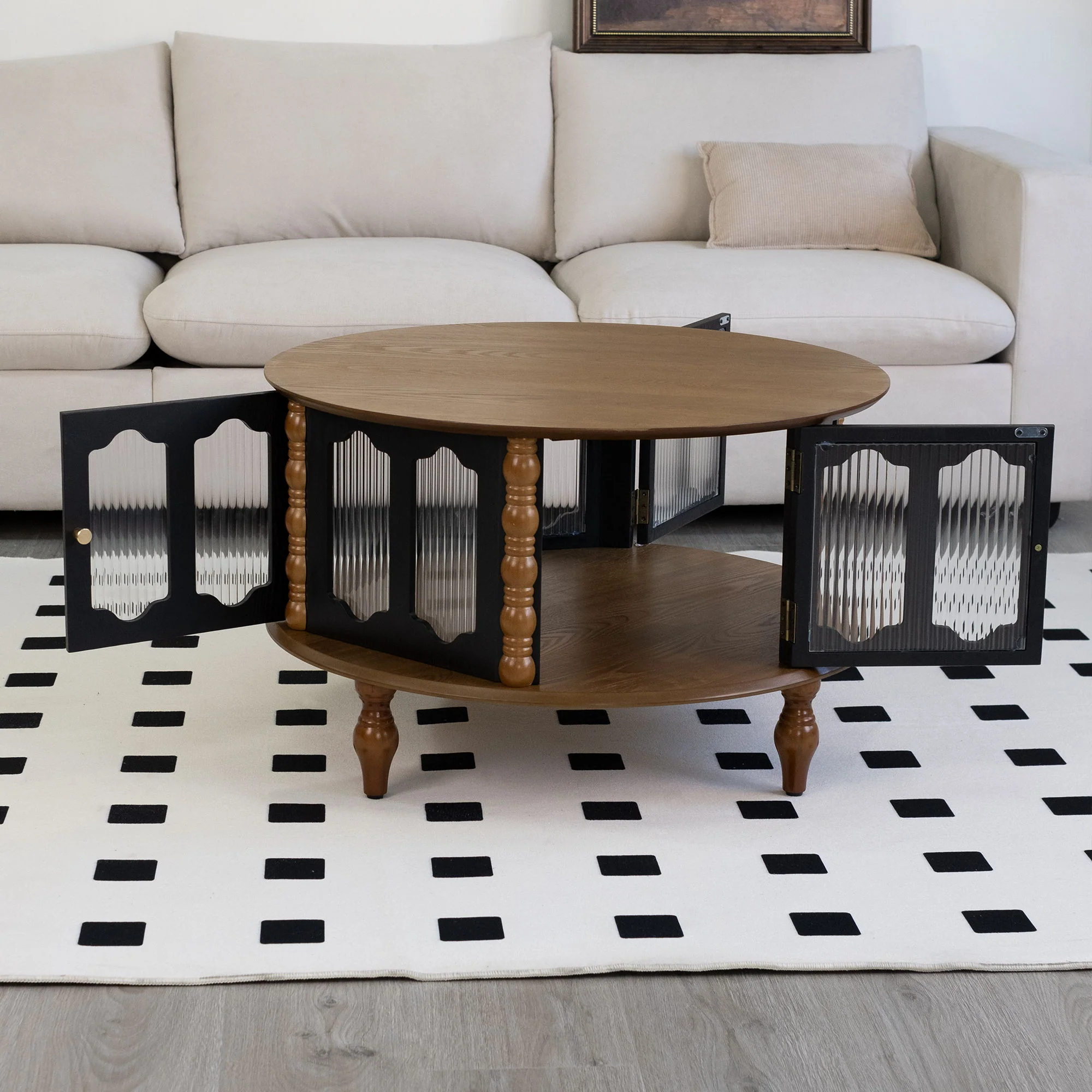 Round 3 Door Storage Coffee Table For Living Room - Image 4