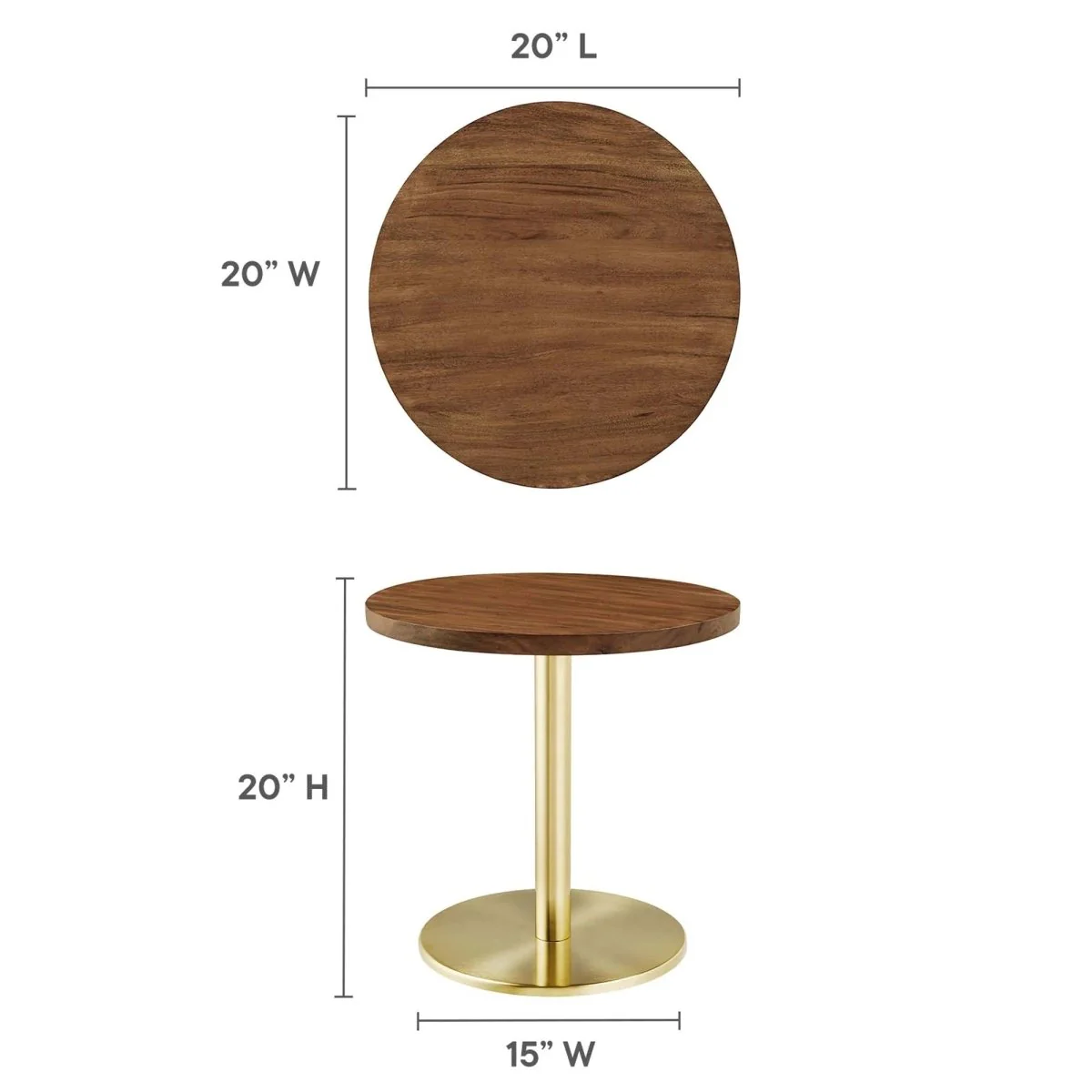 Round Acacia Wood Side Table with Metal Base – 20 Inch - Image 4