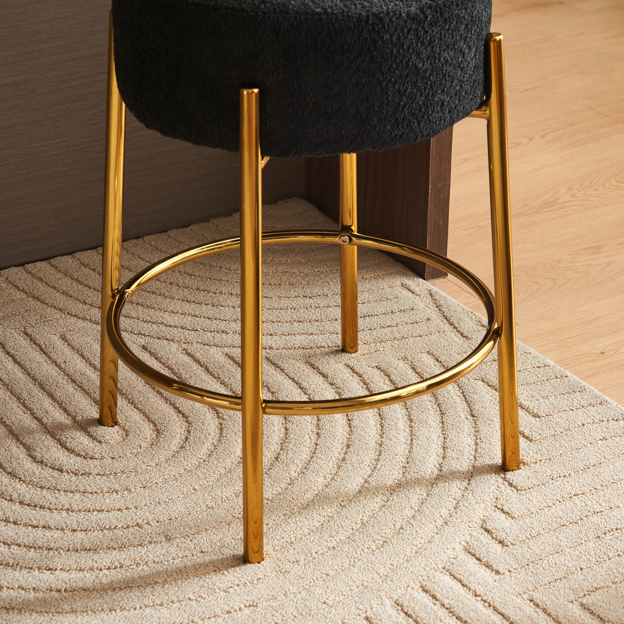 Round Bar Stools (Set of 2), Contemporary Upholstered Dining Stools For Kitchens, Coffee Shops And Bar Stores - Legs - Image 8