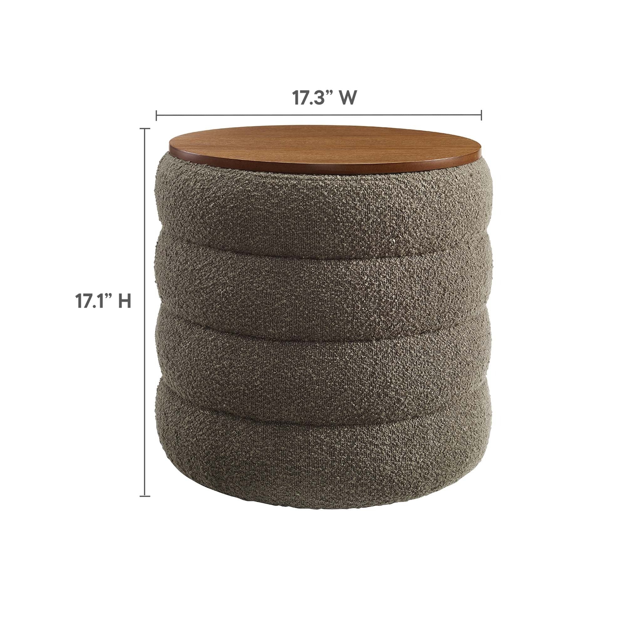 Round Boucle Fabric Storage Ottoman – 17 Inch - Image 13