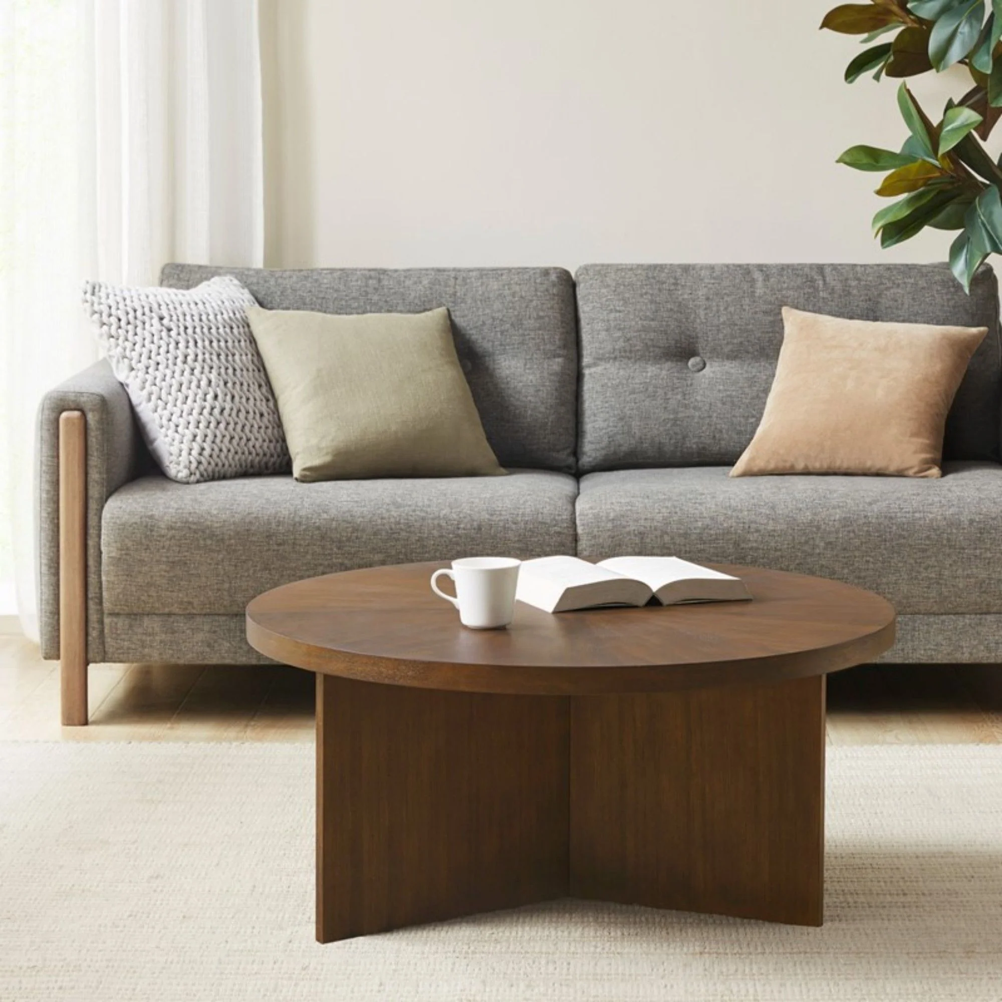 Round Coffee Table With Solid Veneer Top - Image 9