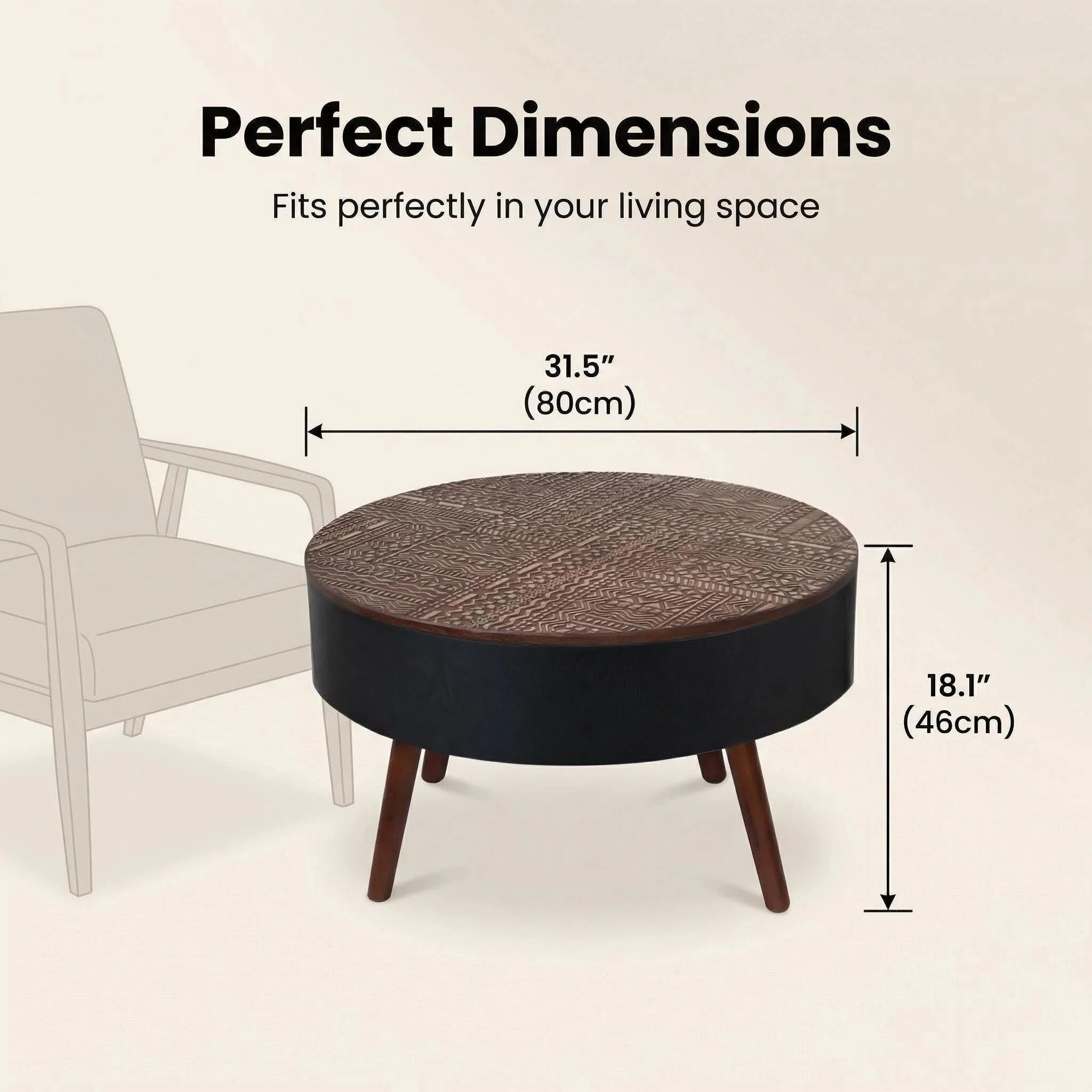 Round Coffee Table With Storage Function For Living Rooms - Image 7