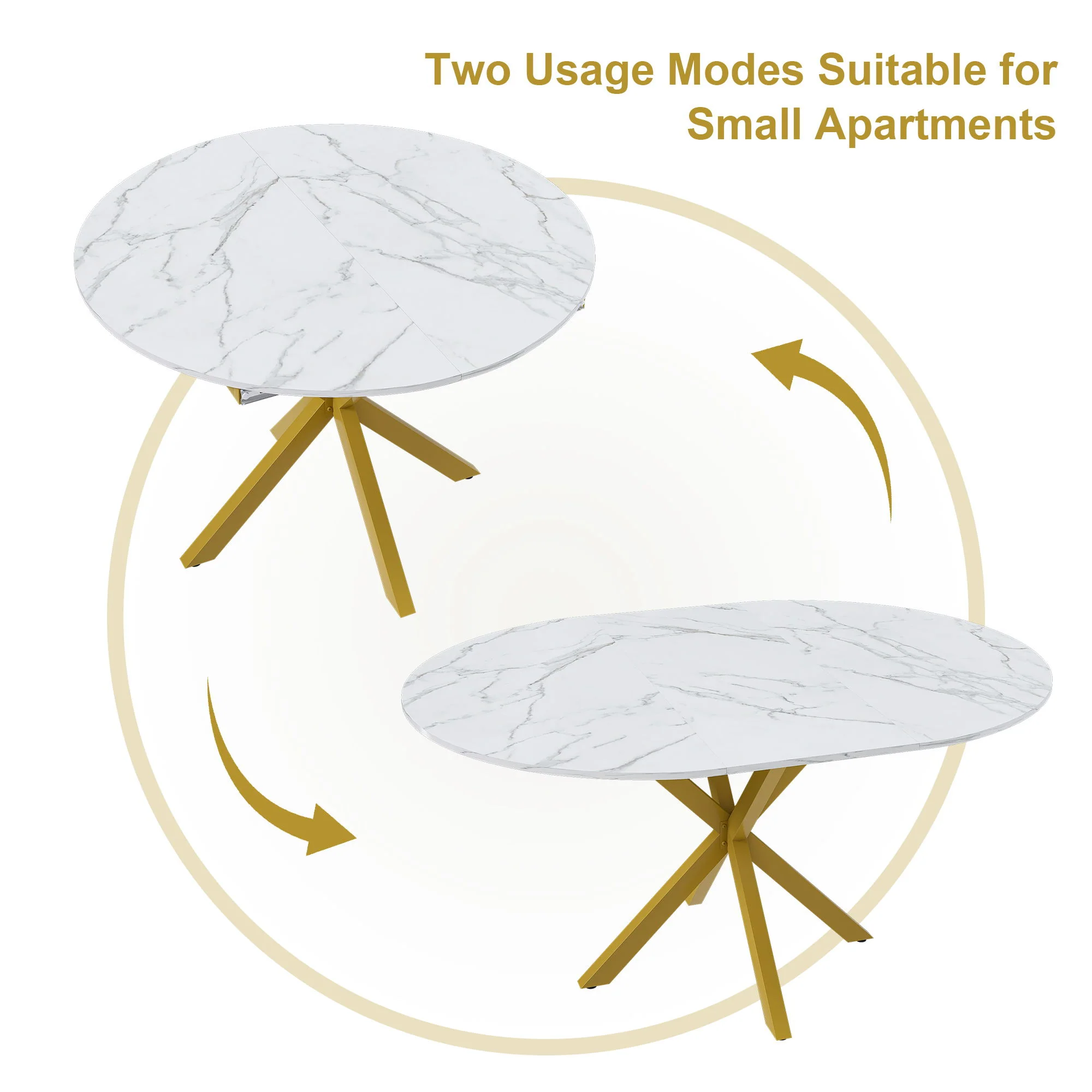 Round Dining Table With Extendable Blades, X Base - Image 7