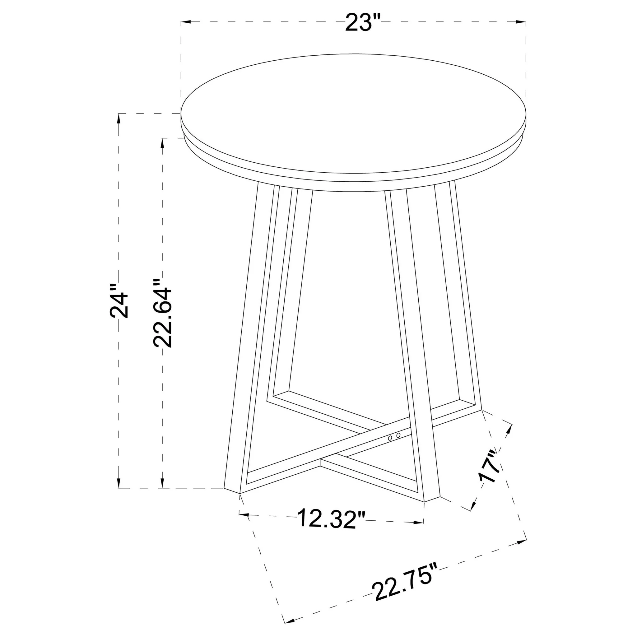 Round End Table With Base, Living Room Furniture - White - Image 5