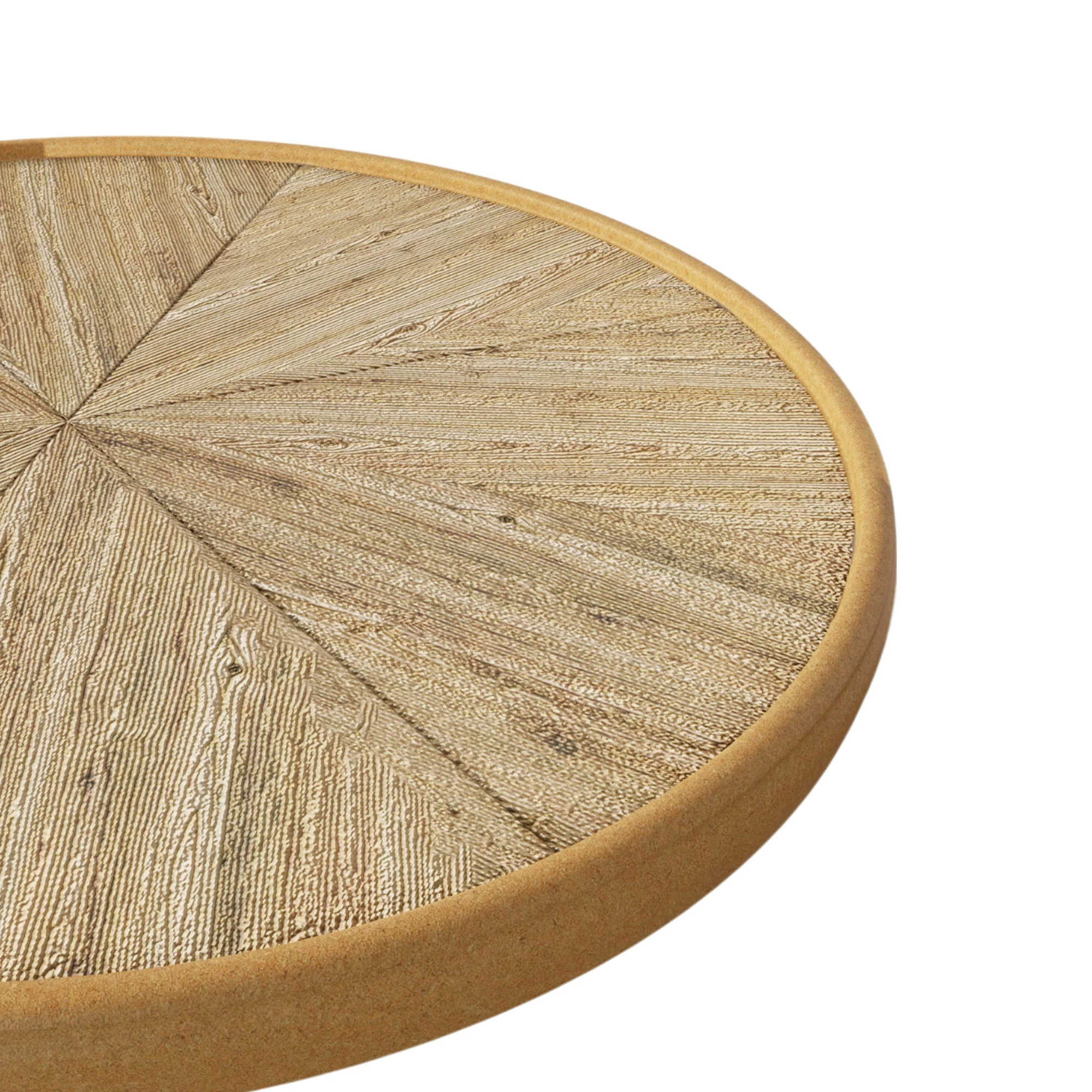 Round End Table With Pedestal Base - Natural Wood - Image 2