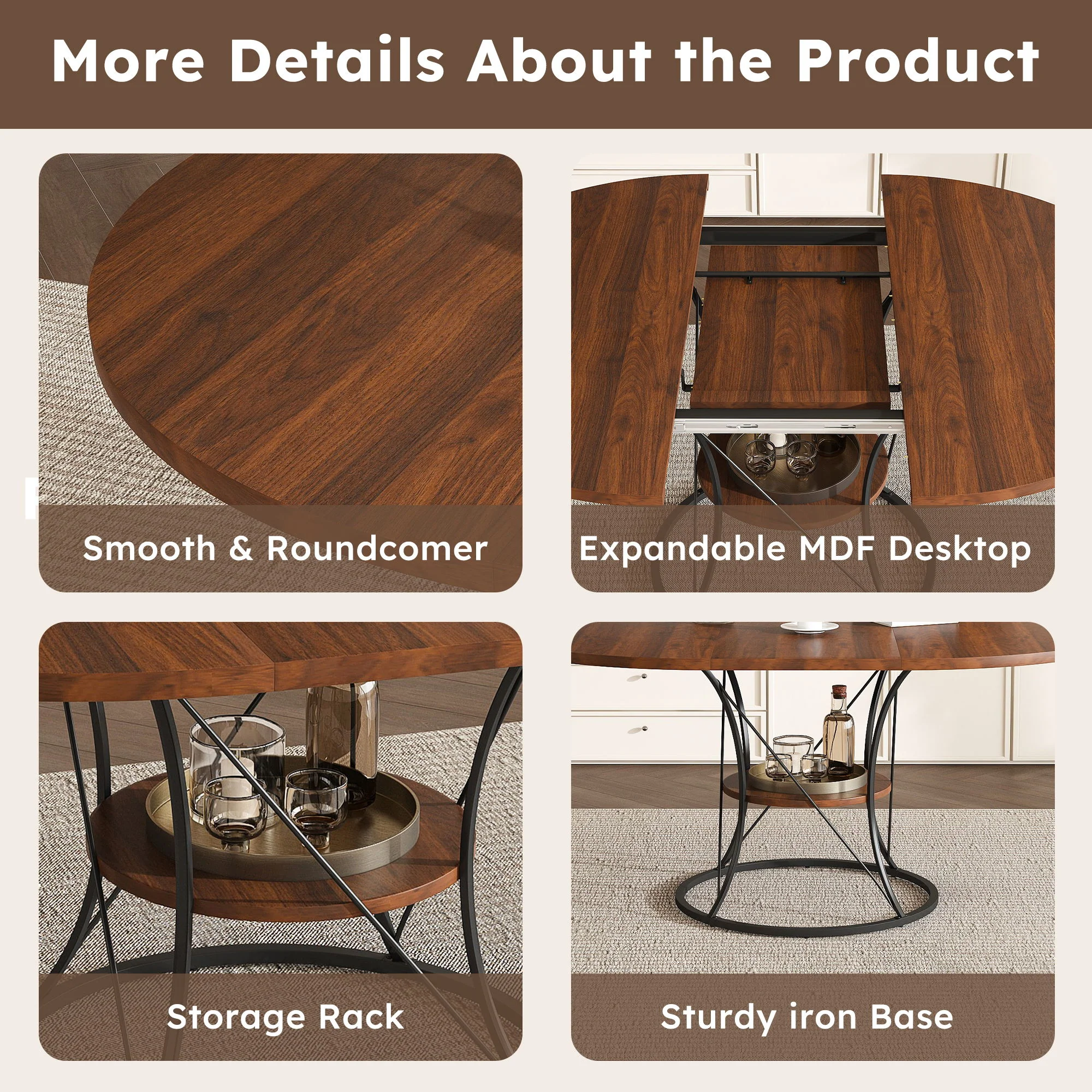 Round Extendable Dining Table Set With Chairs - Image 10
