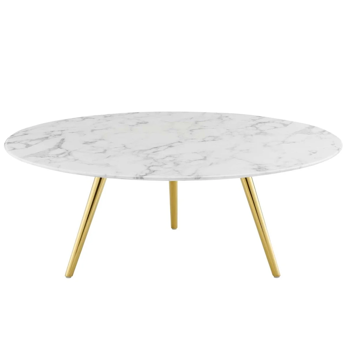 Round Faux Marble Coffee Table with Tripod Base