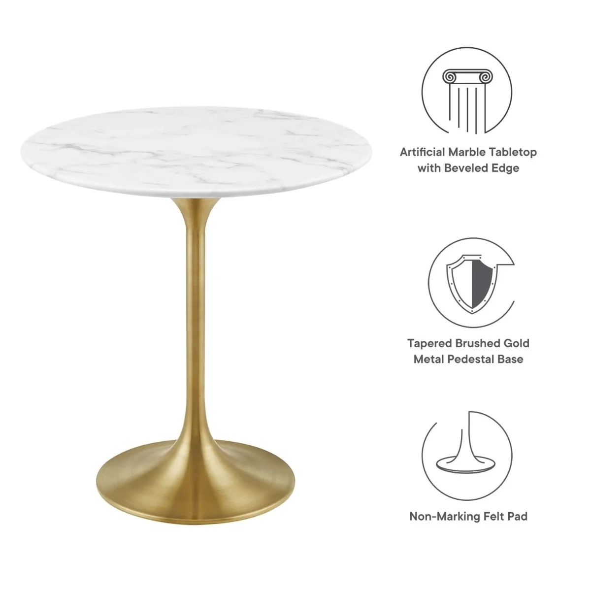 Round Faux Marble Side Table with Pedestal Base – 20 Inch - Image 26