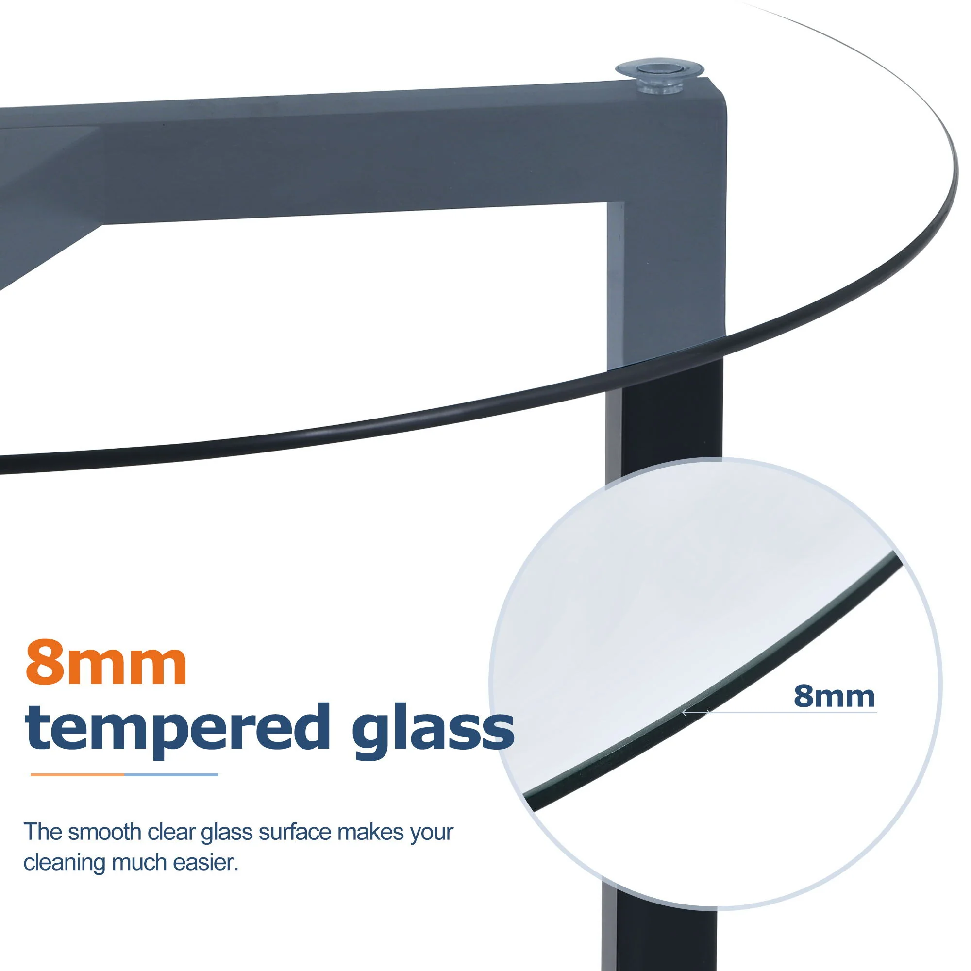 Round Glass Coffee Table Modern Cocktail Table - Image 16