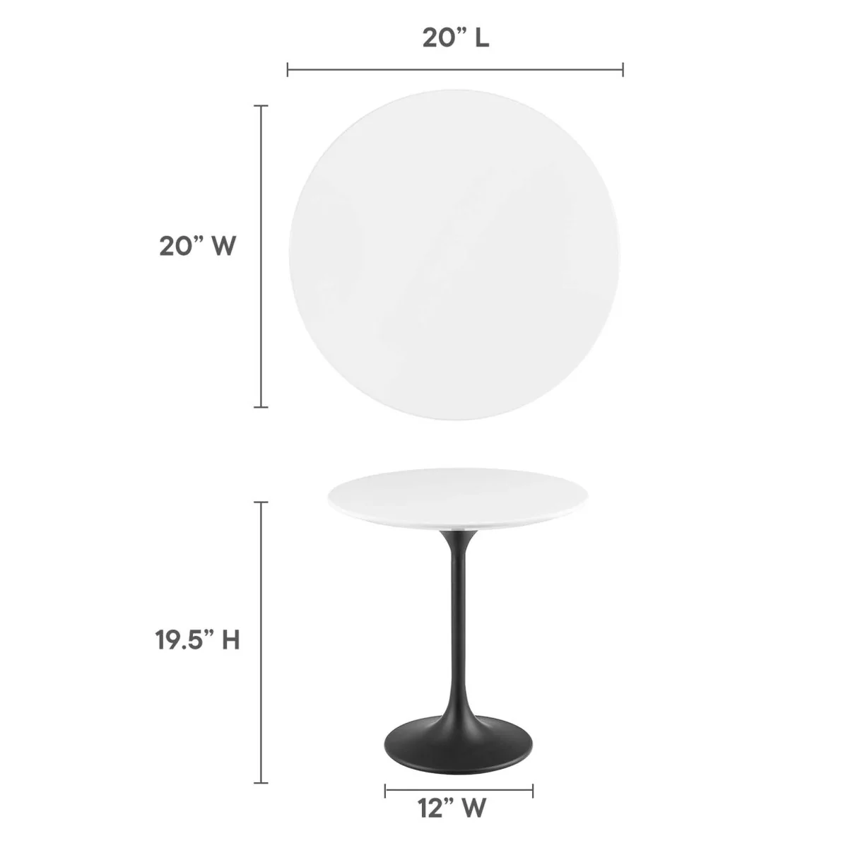 Round High Gloss Side Table with Pedestal Base – 20 Inch - Image 31