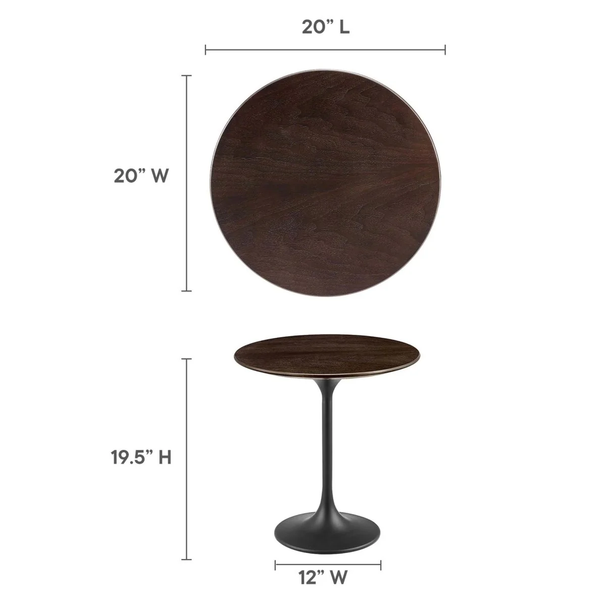Round High Gloss Side Table with Pedestal Base – 20 Inch - Image 42