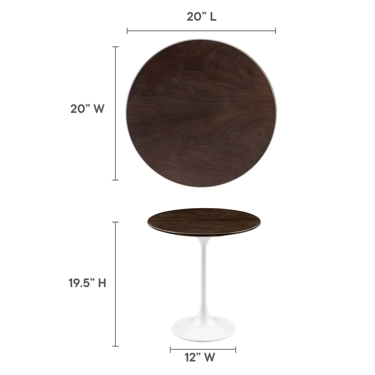 Round High Gloss Side Table with Pedestal Base – 20 Inch - Image 45
