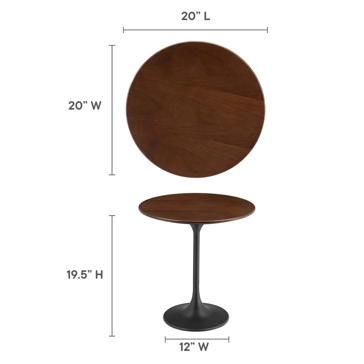Round High Gloss Side Table with Pedestal Base – 20 Inch - Image 80