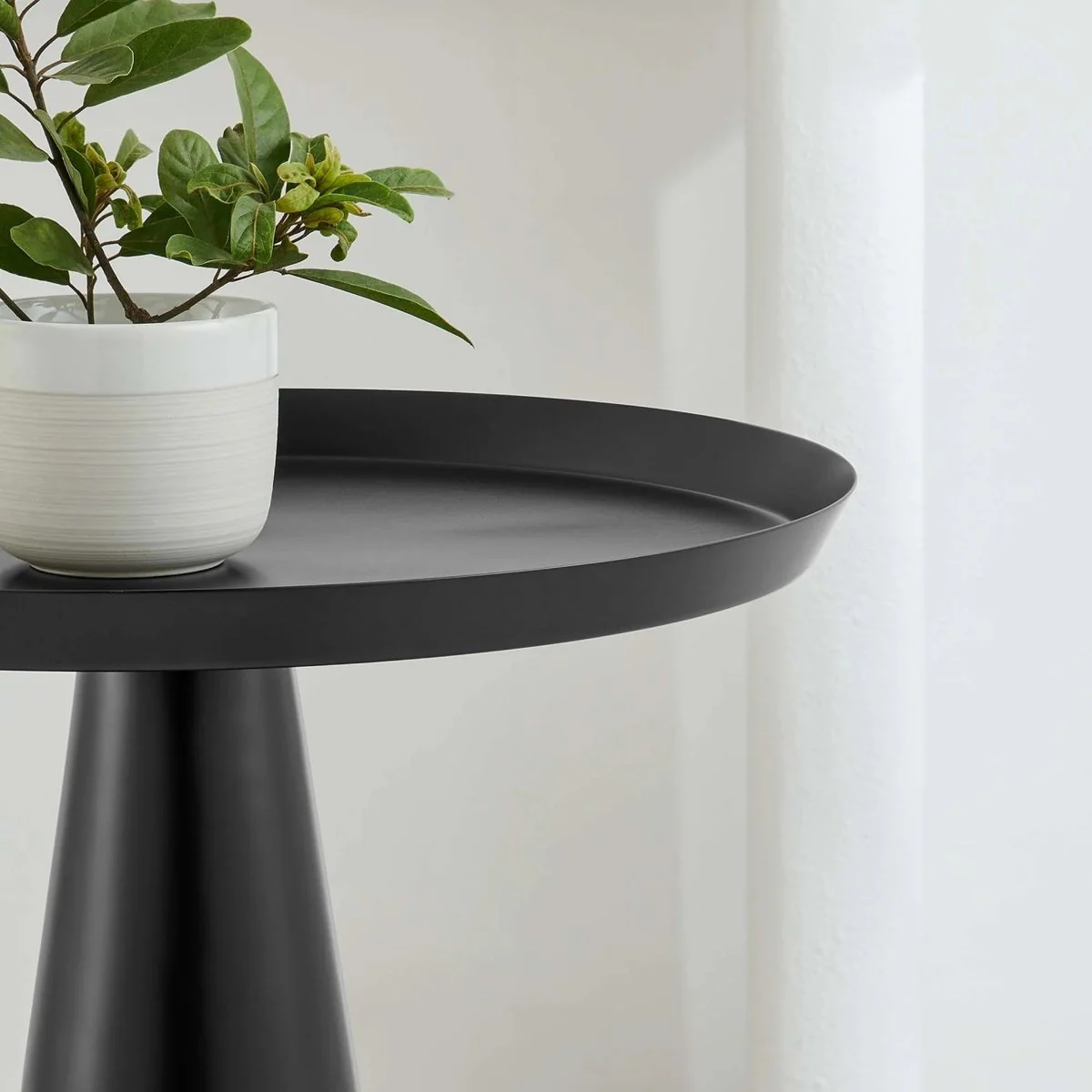 Round Iron Side Table with Raised Rim – 16 Inch - Image 15