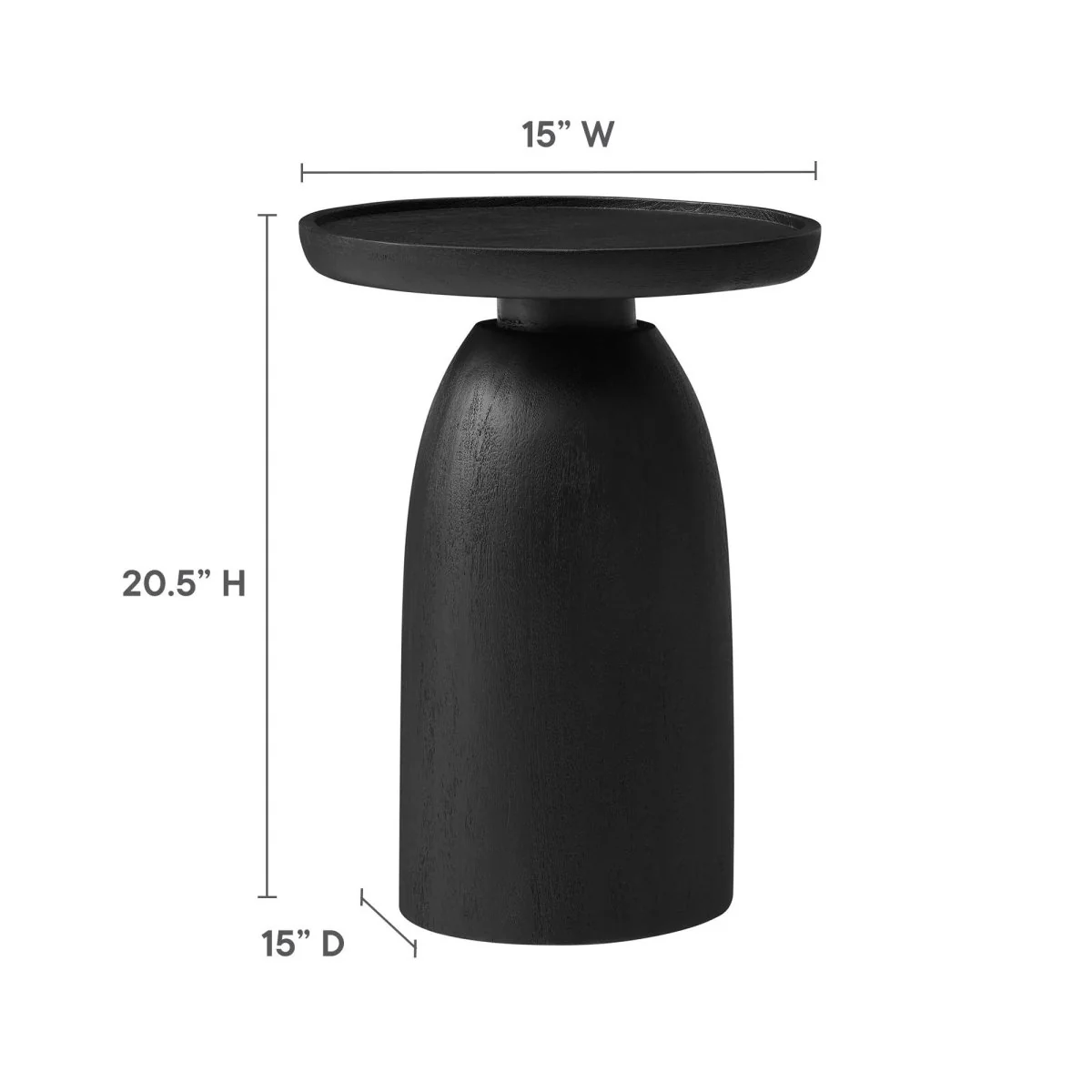 Round Mango Wood Side Table Drum Design – 15 Inch - Image 3