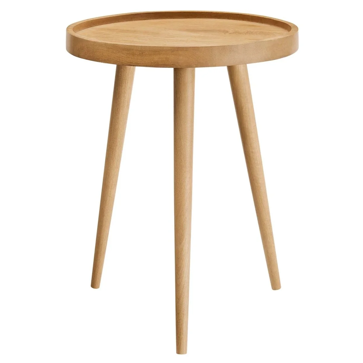Round Mango Wood Side Table with Tray Top – 18 Inch