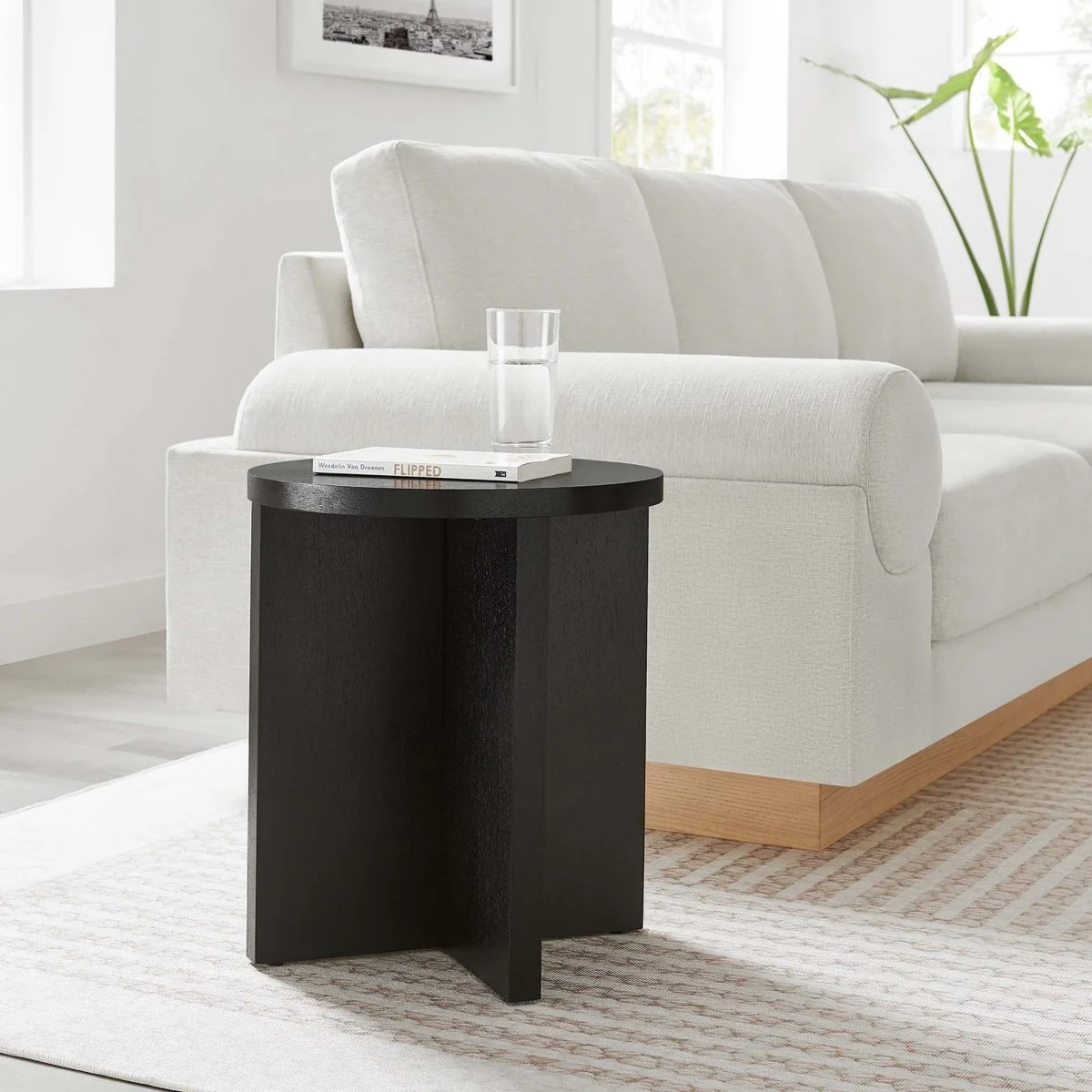 Round Mango Wood Side Table with X Base – 16 Inch - Image 10