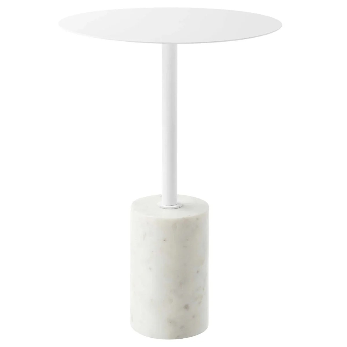 Round Marble Base Side Table with Iron Top – 14 Inch - Image 9