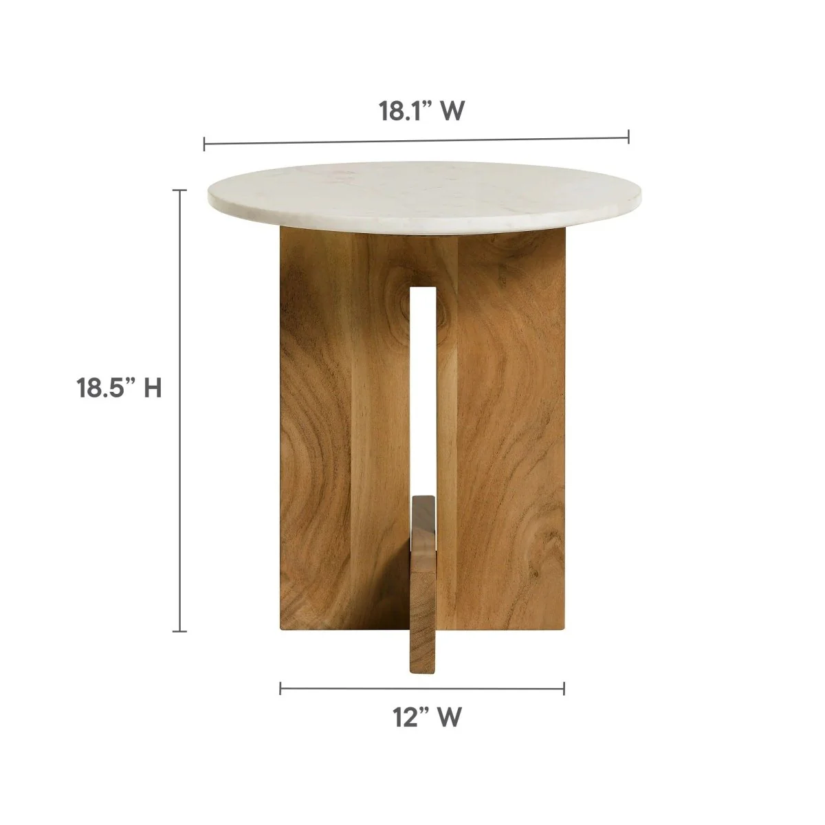 Round Marble Top Side Table with Acacia Wood Base – 18 Inch - Image 4