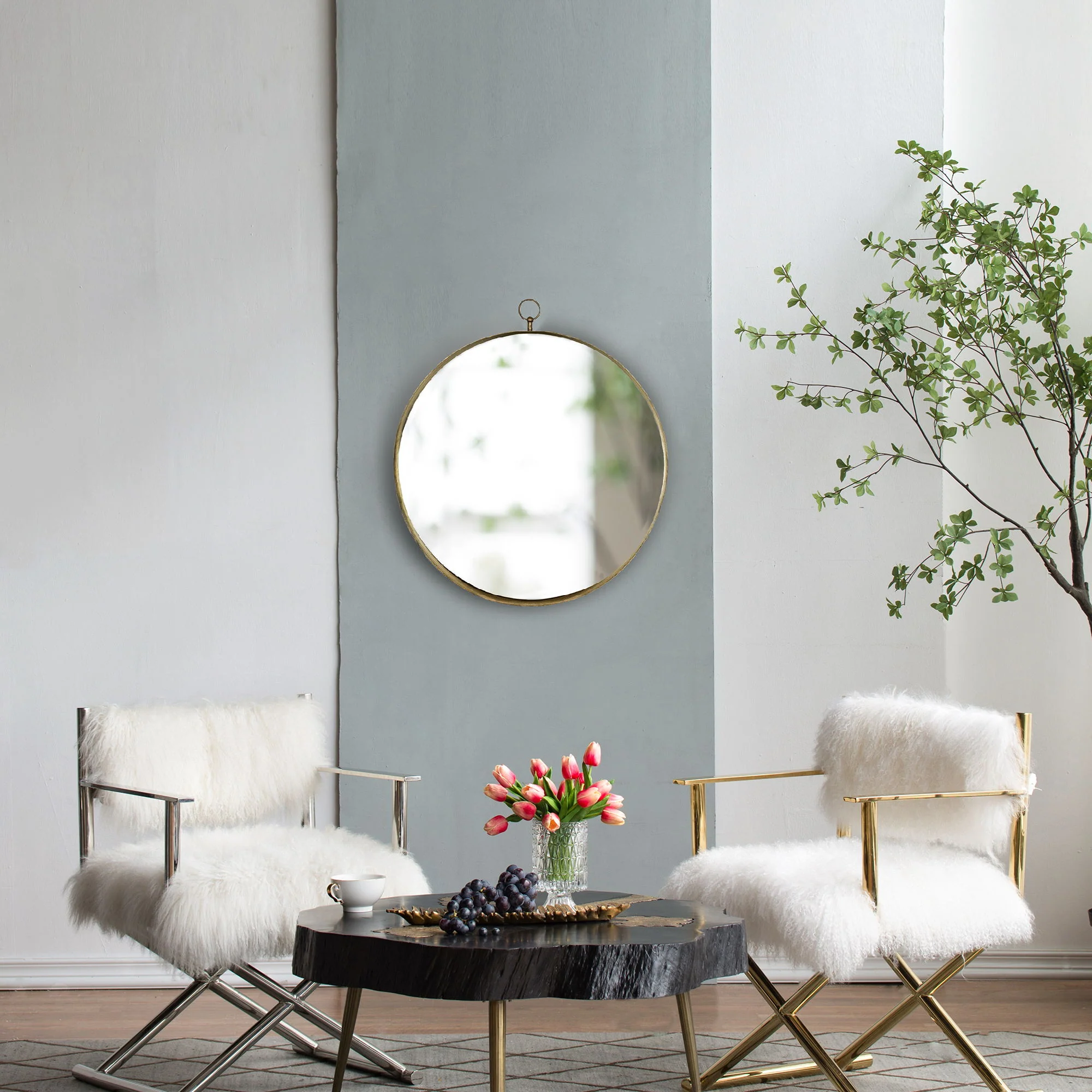 Round Mirror, Circle Mirror With Iron Frame For Living Room Bedroom Vanity Entryway, Hallway - Image 14