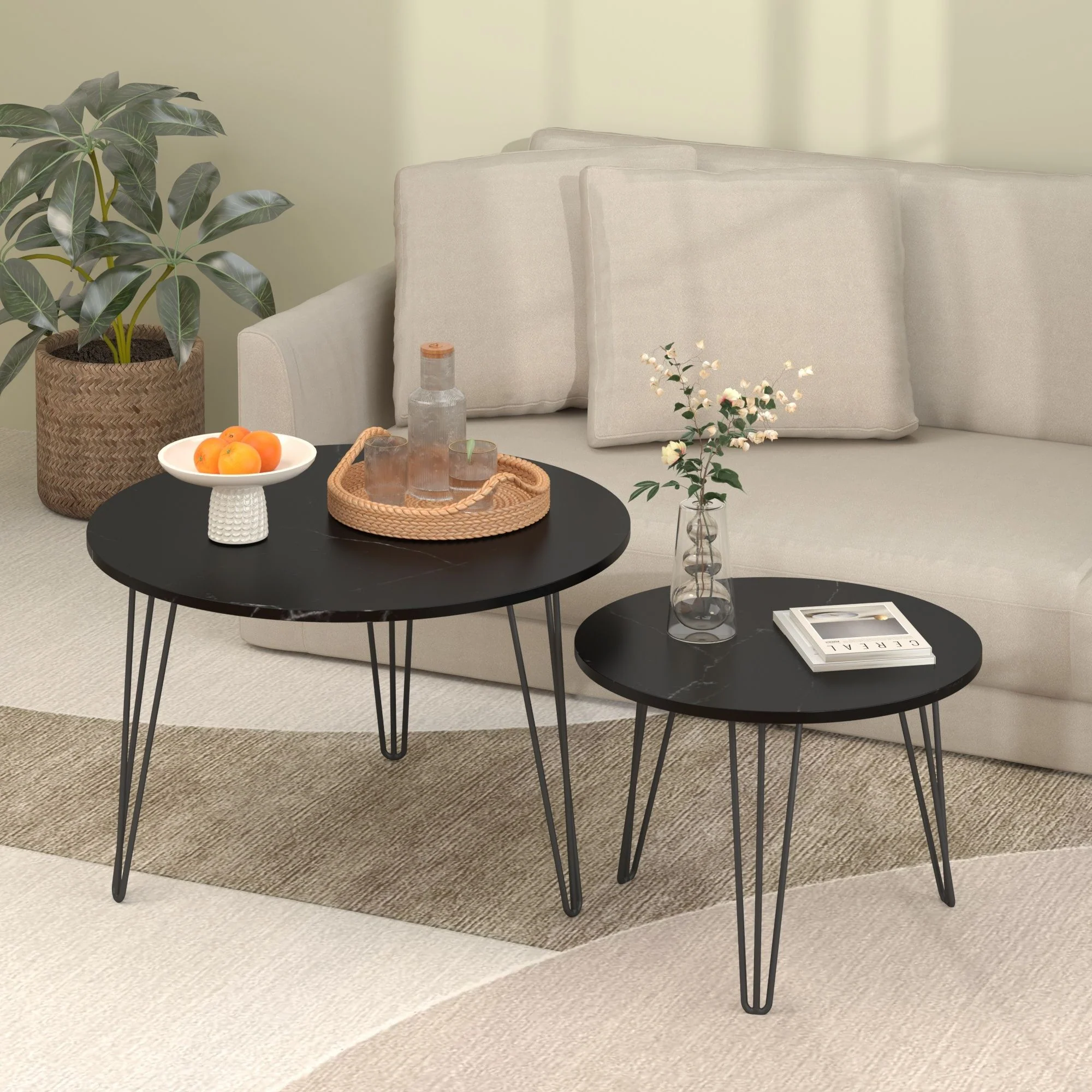 Round Nesting Coffee Table For Living Room (Set of 2) - Image 10
