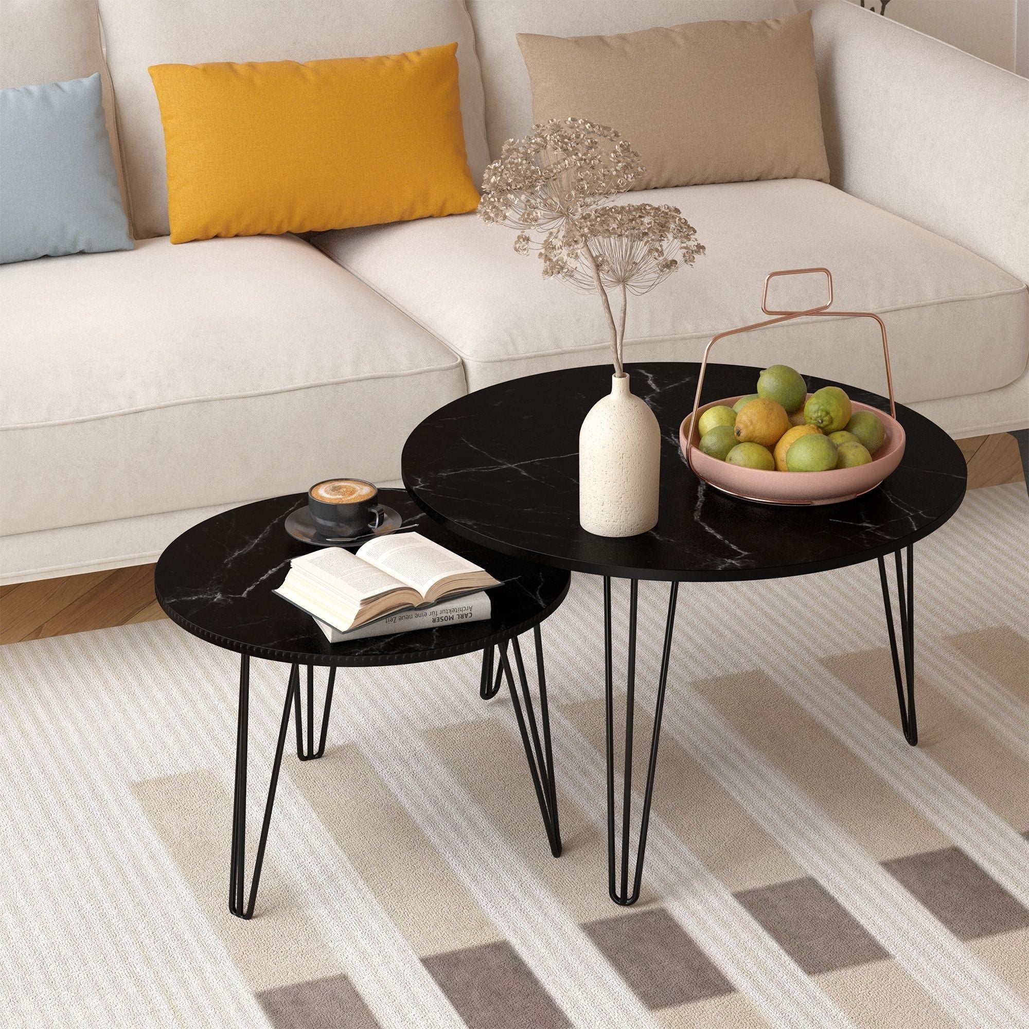 Round Nesting Coffee Table For Living Room (Set of 2) - Image 15