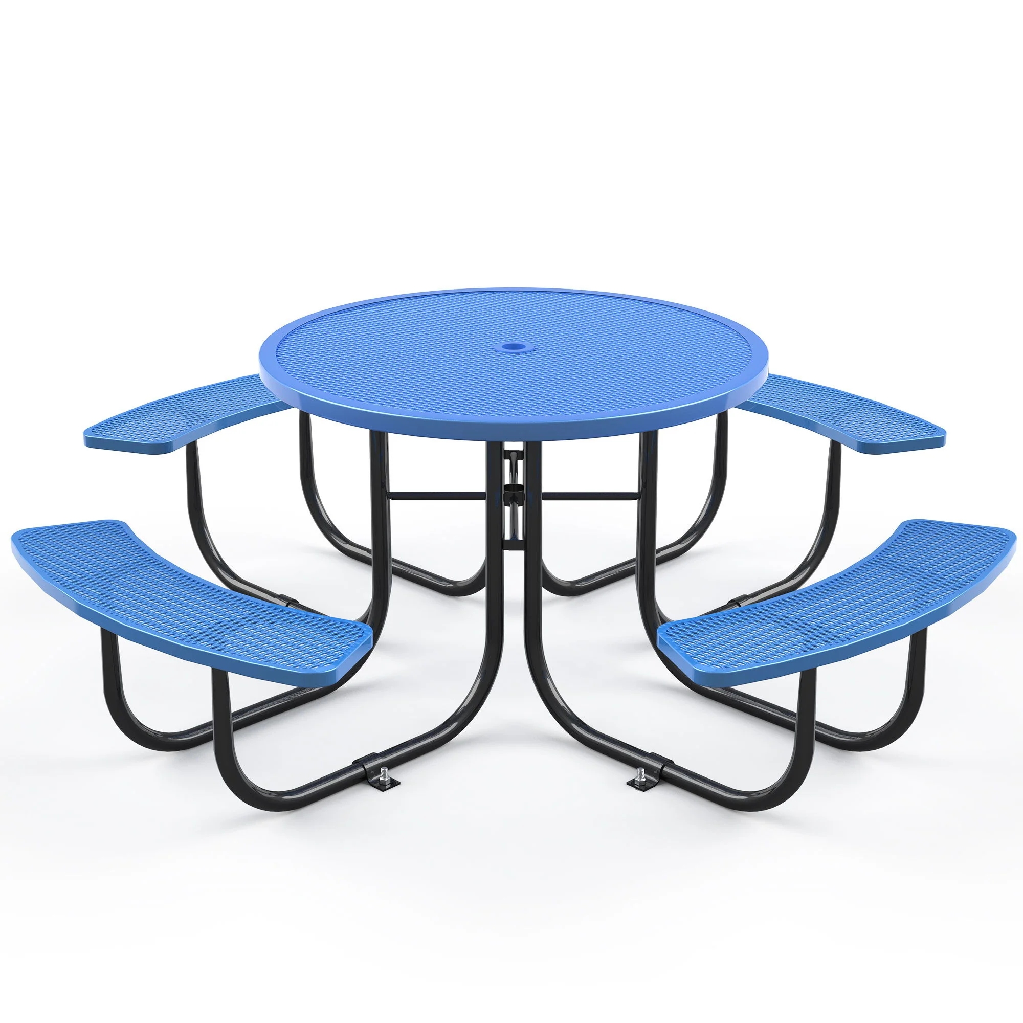 Round Outdoor Steel Picnic Table 46" With Umbrella Pole