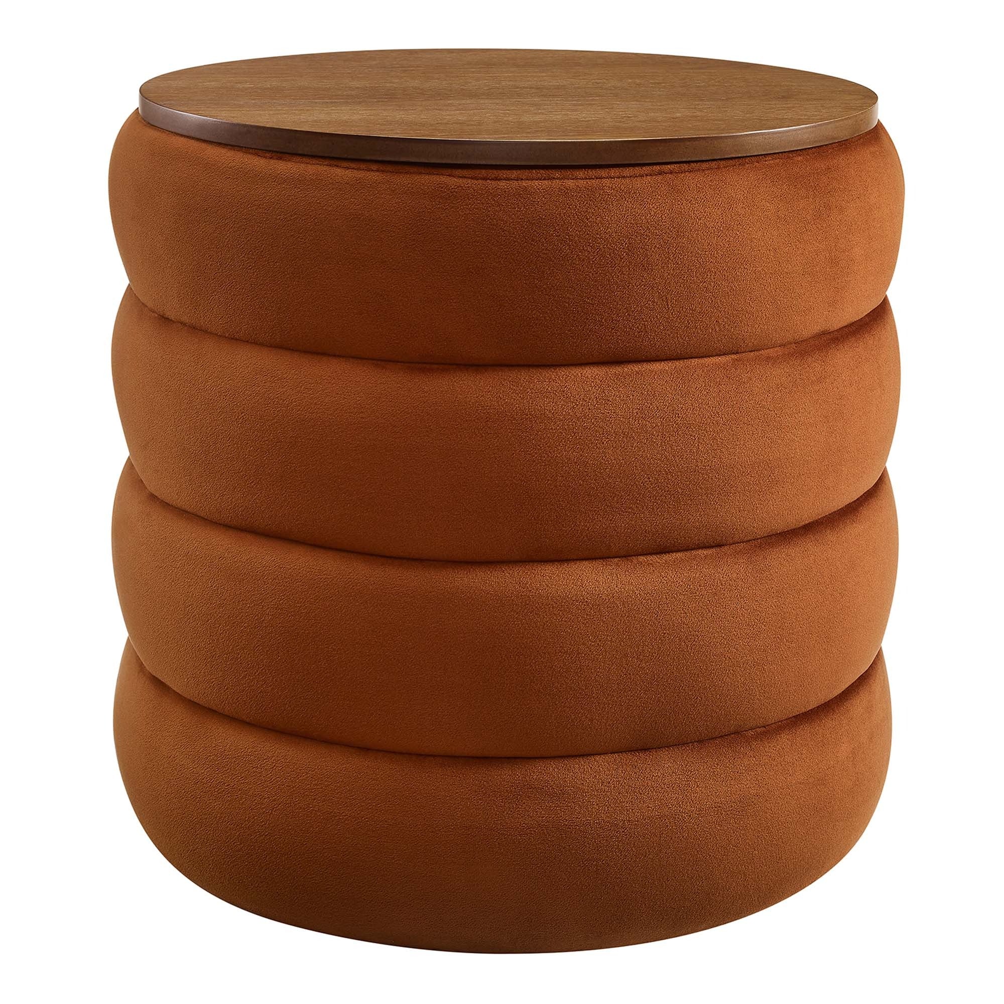 Round Performance Velvet Storage Ottoman with Wood Lid – 17 Inch - Image 10