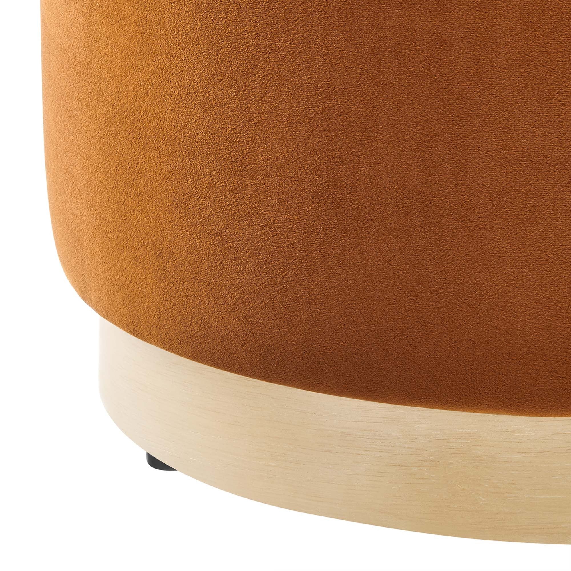 Round Performance Velvet Upholstered Ottoman – 16 Inch - Image 10